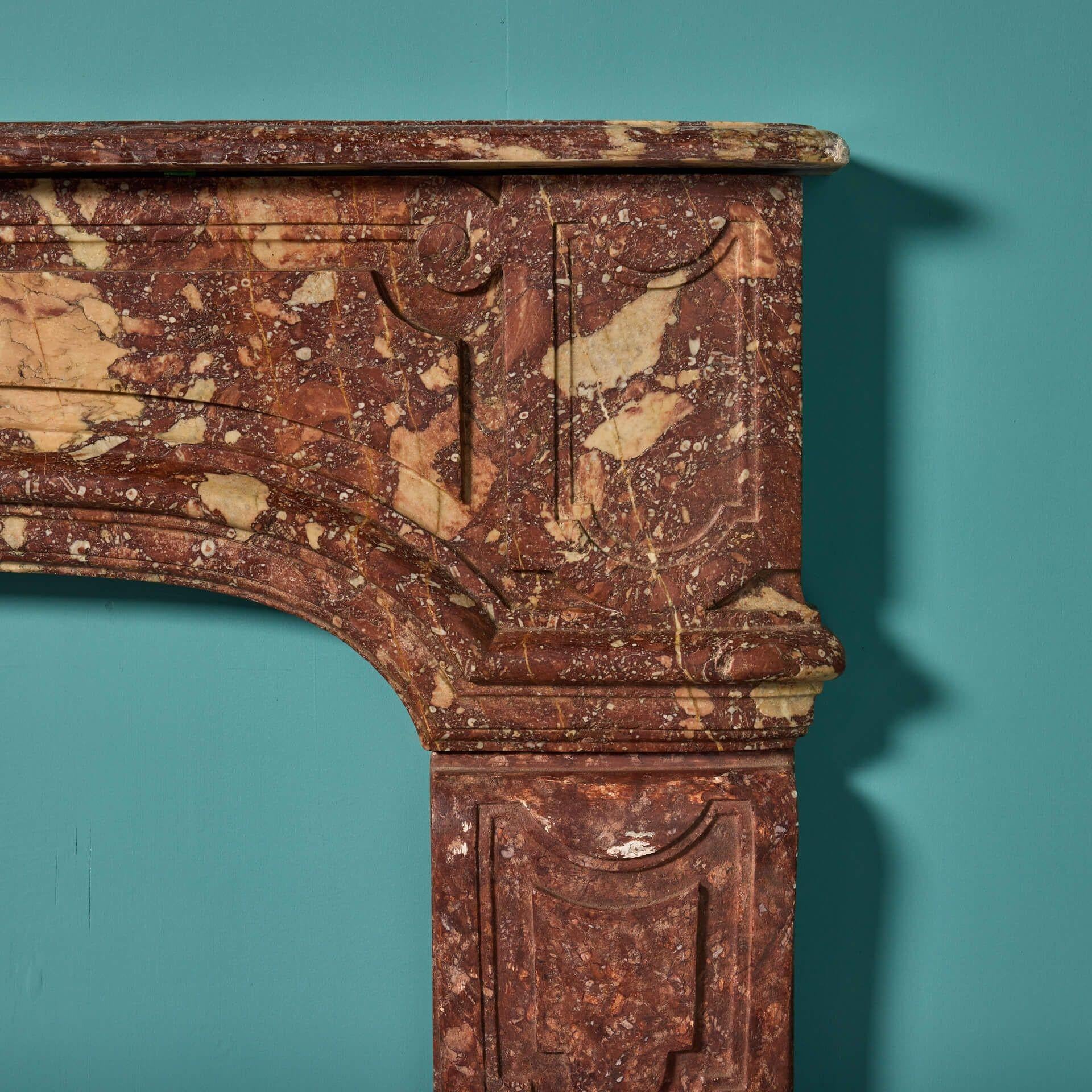 Antique Louis XVI Style Red Marble Fire Surround For Sale 2