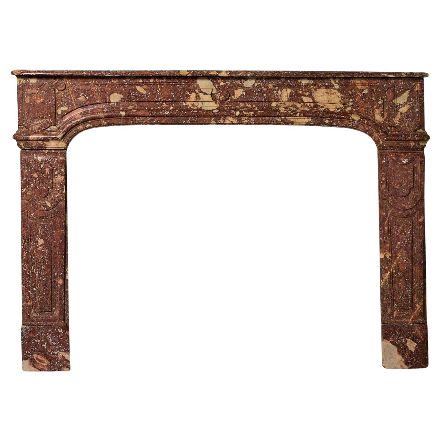 Antique Louis XVI Style Red Marble Fire Surround For Sale