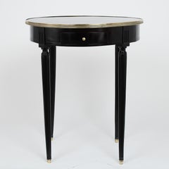 Antique Louis XVI Style Round Ebonized Side Table