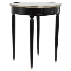 Antique Louis XVI Style Round Ebonized Side Table