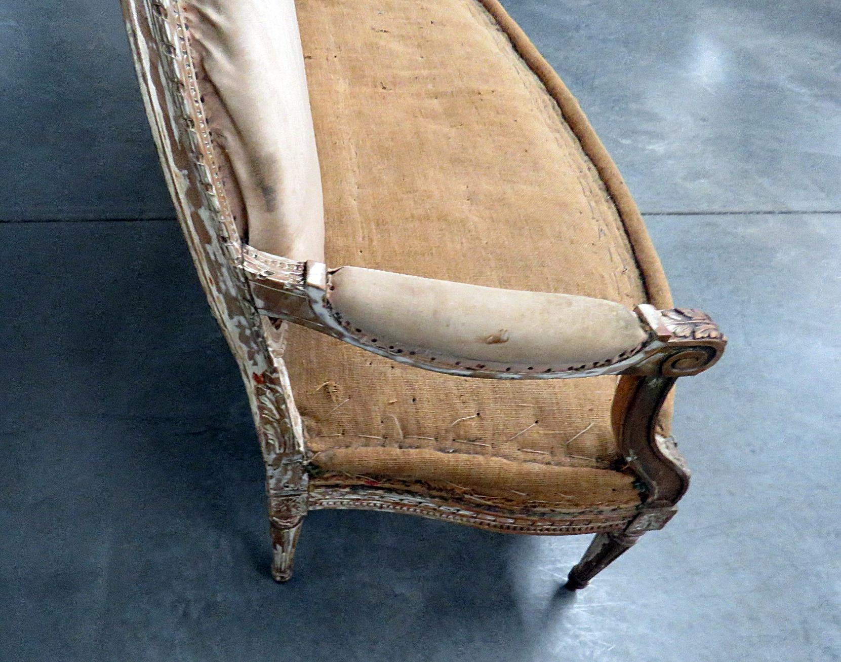 Antique Distressed Finish Antique Louis XVI Style Sofa Settee Canape 5