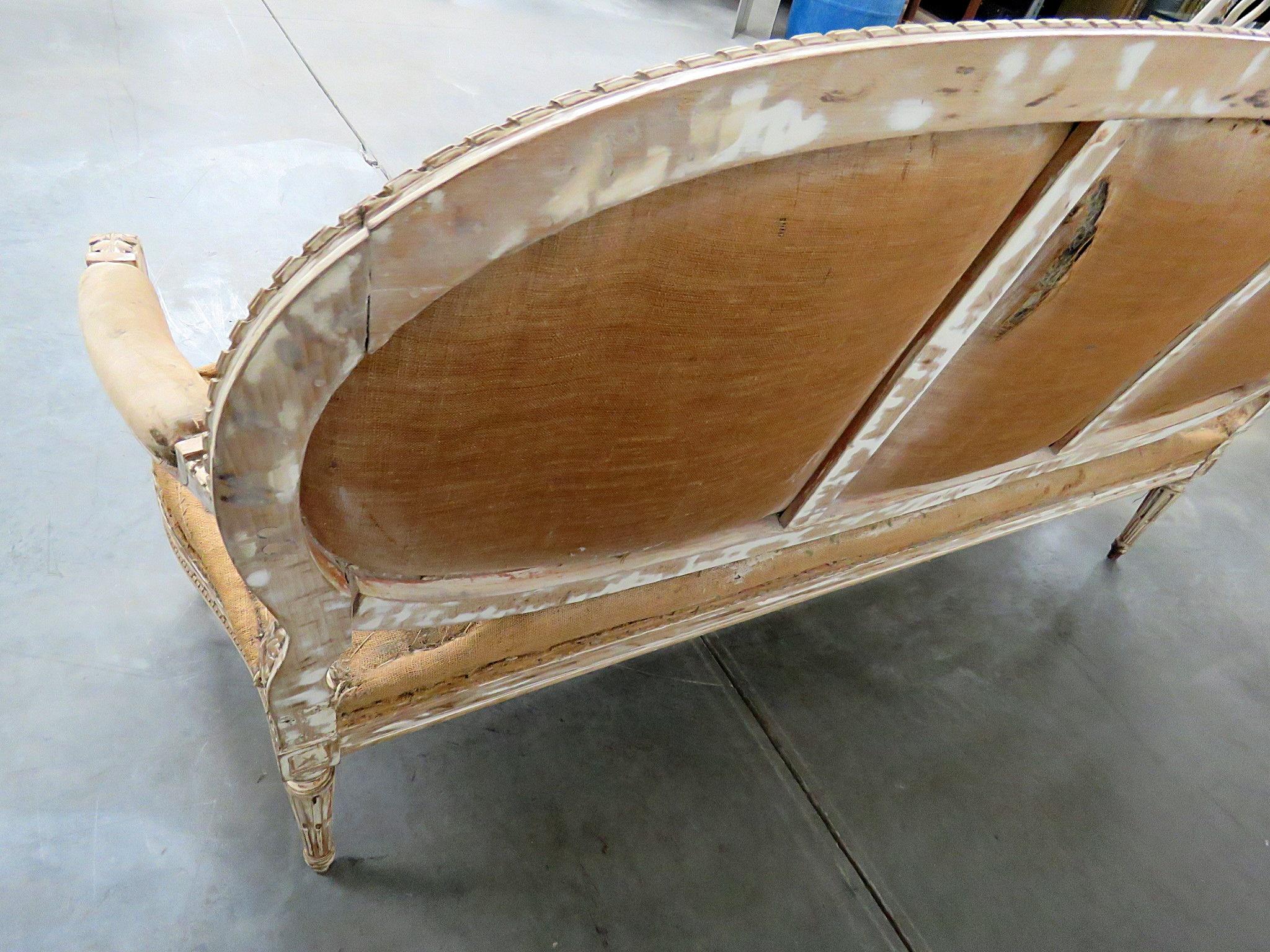 Antique Distressed Finish Antique Louis XVI Style Sofa Settee Canape 2