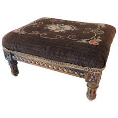 Antique Louis XVI Style Tapestry Upholstered Footstool