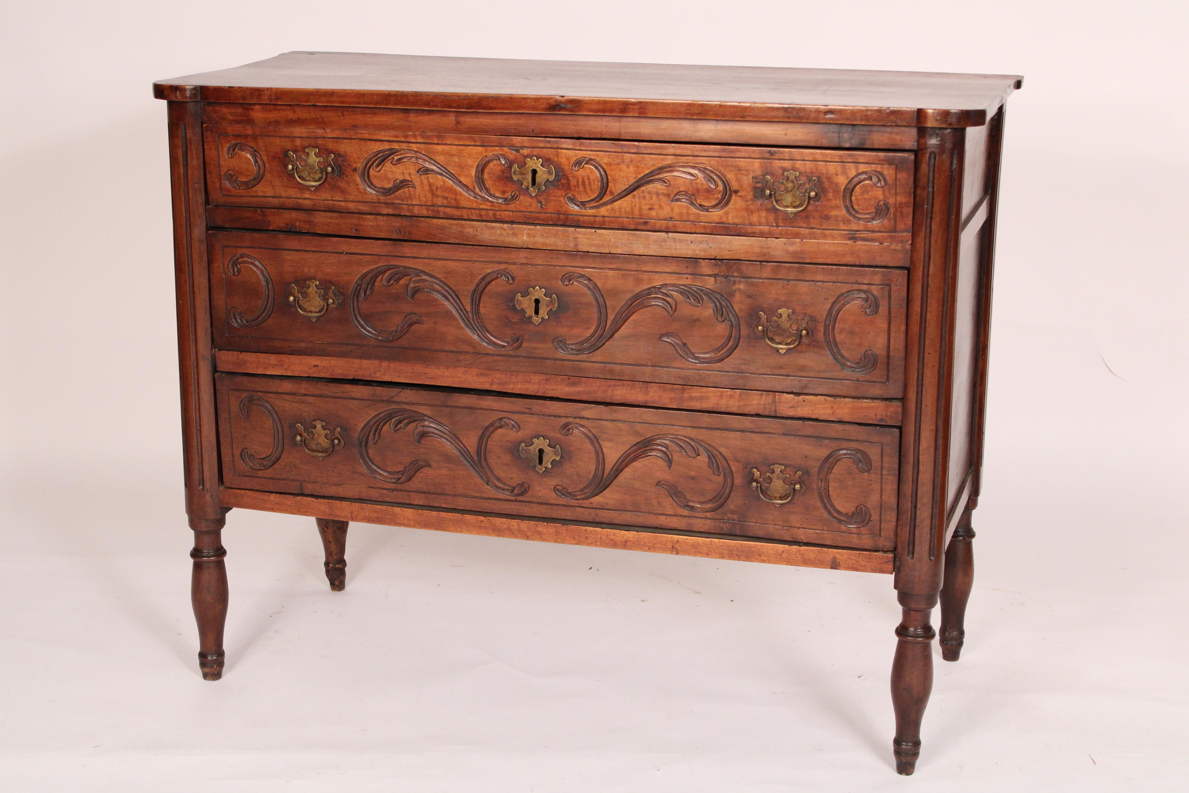 European Antique Louis XVI Style Walnut Chest of Drawers For Sale