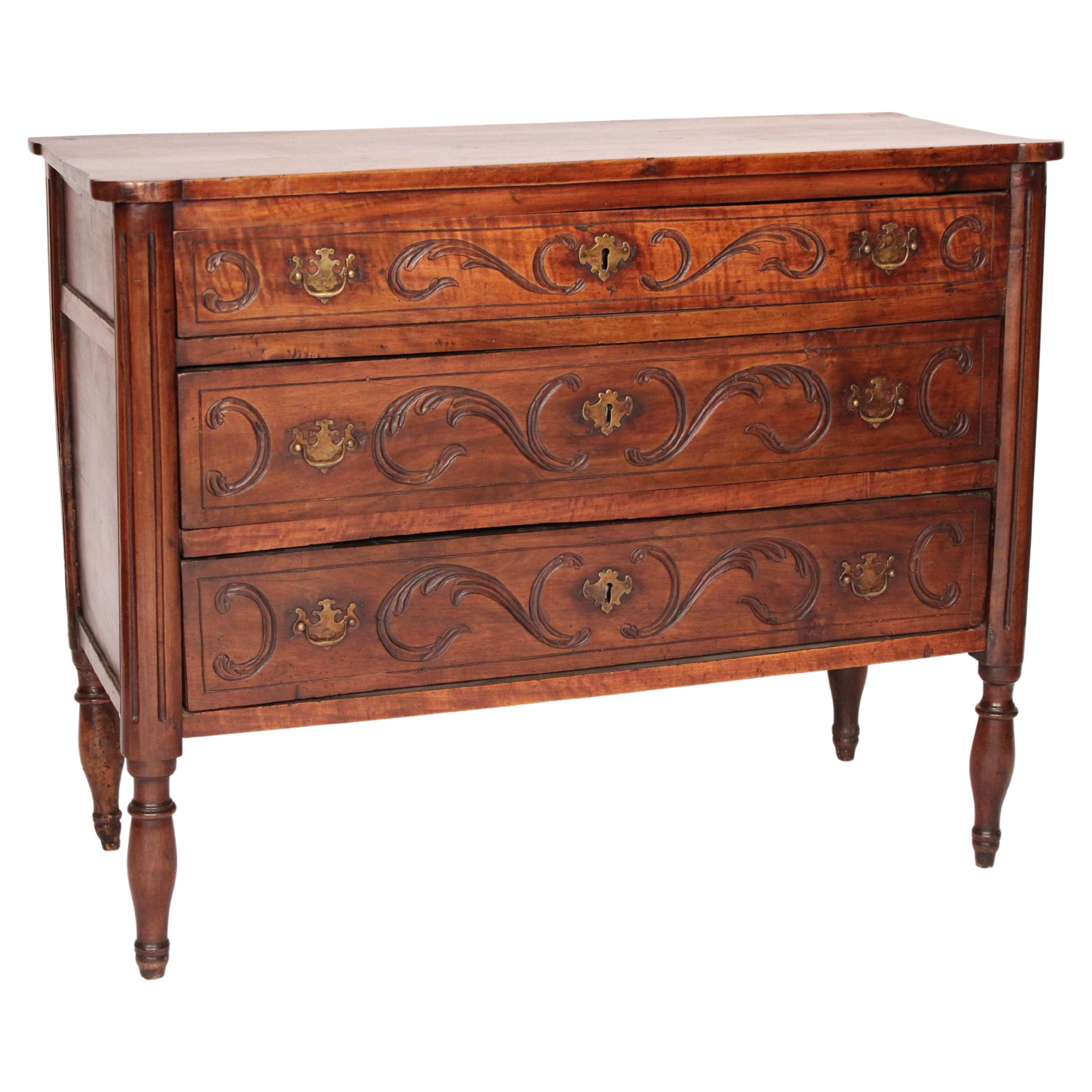 Antique Louis XVI Style Walnut Chest of Drawers For Sale