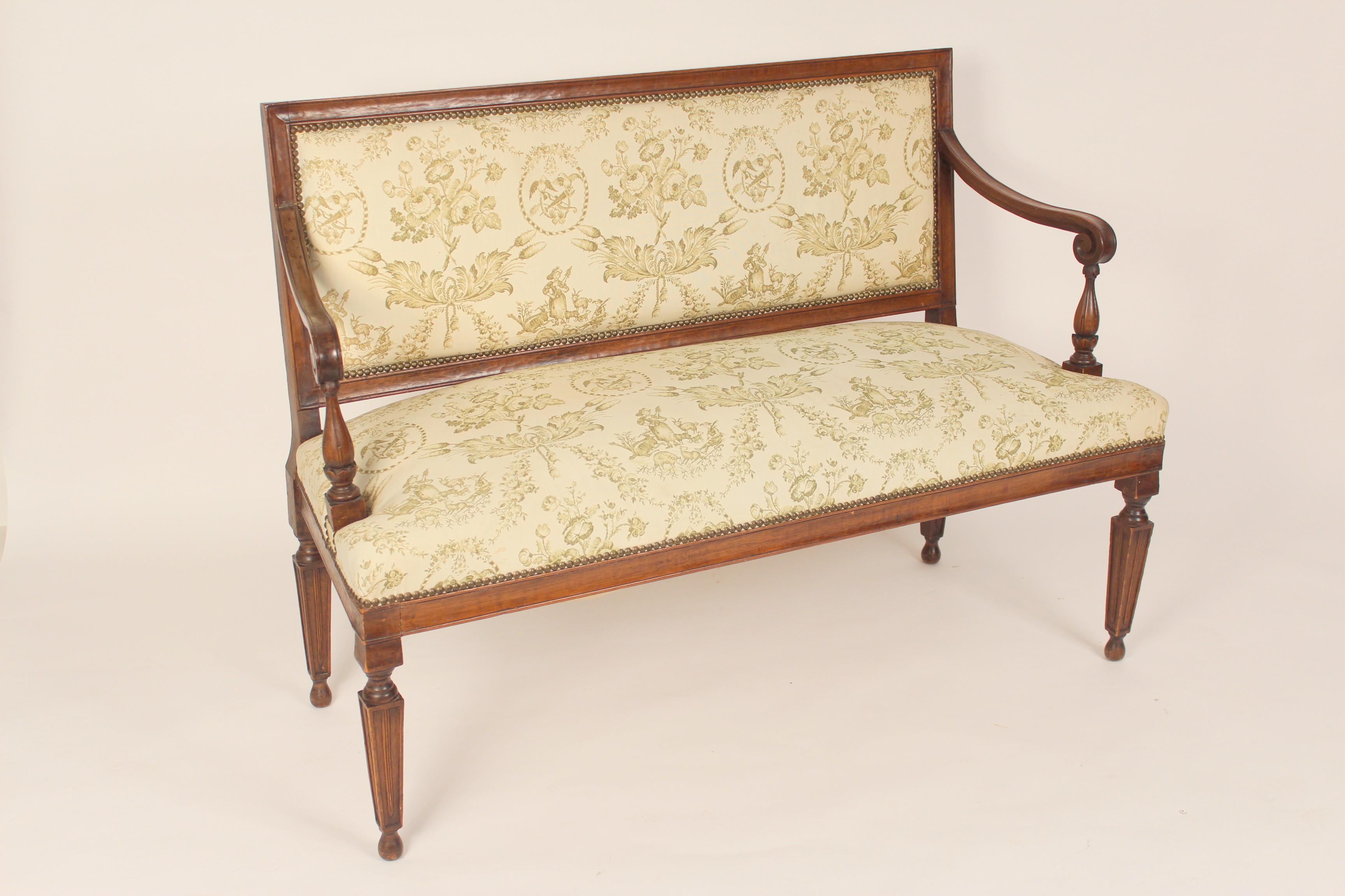 European Antique Louis XVI Style Walnut Settee