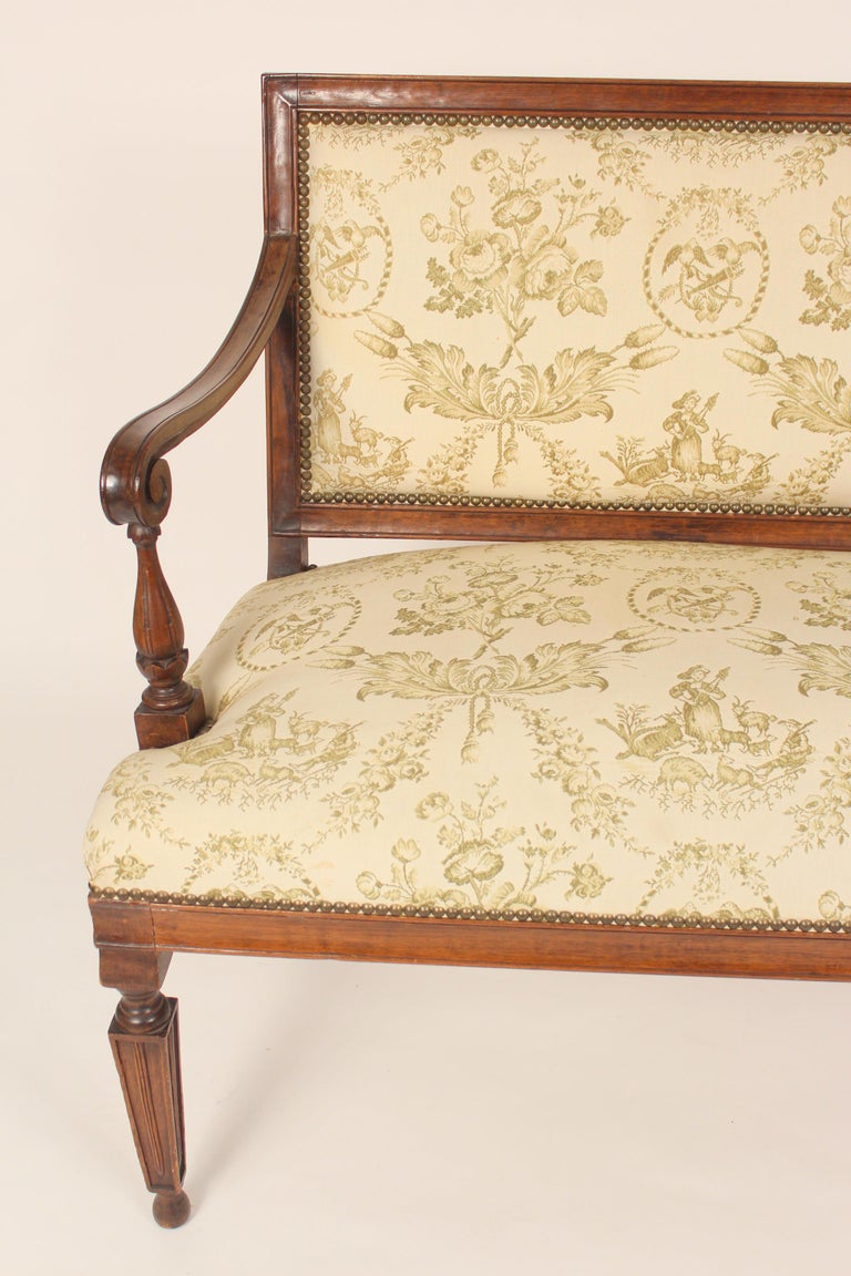 Upholstery Antique Louis XVI Style Walnut Settee For Sale