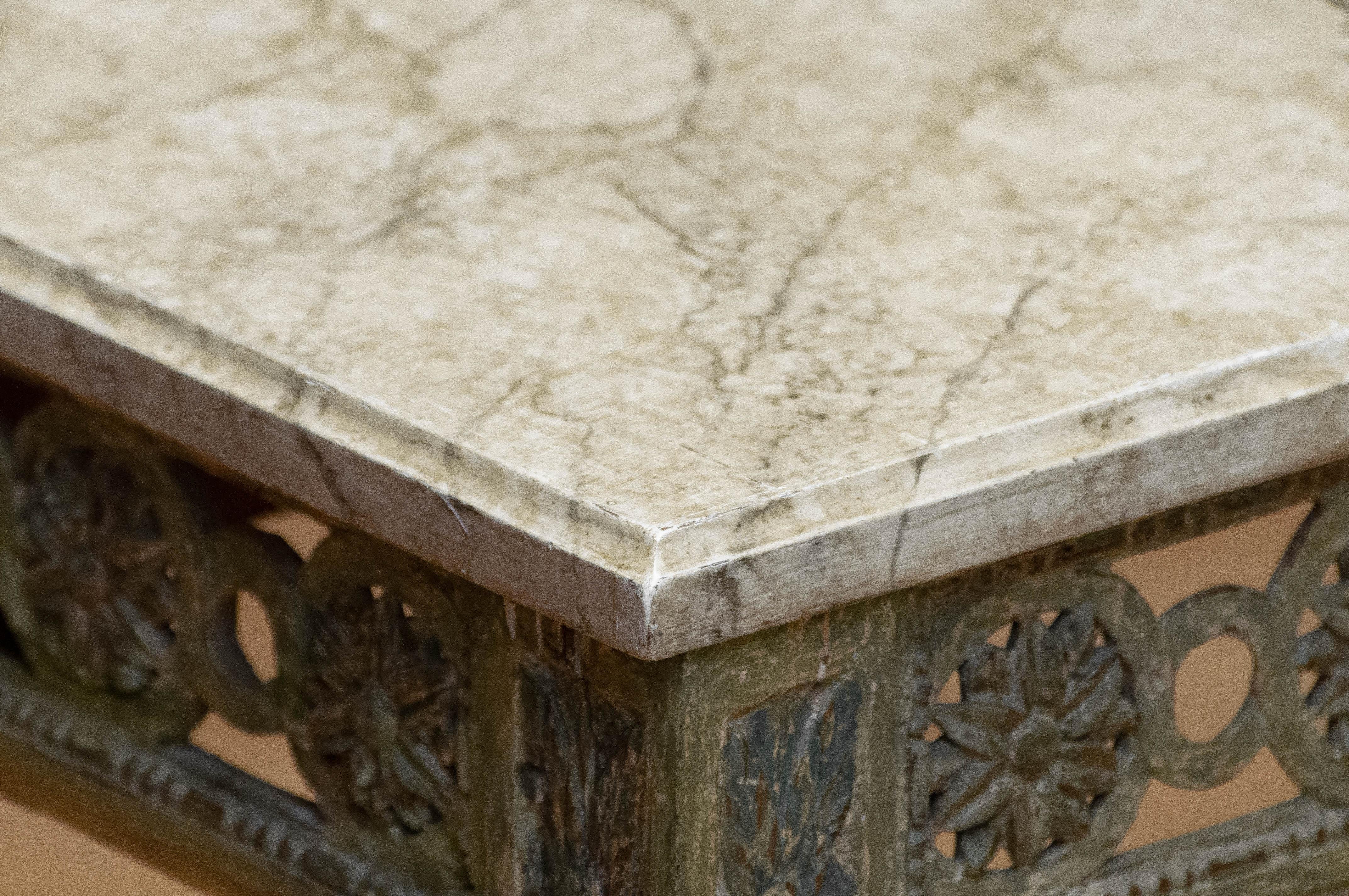 Antique Louis XVI Swedish Painted Console From Early 18th Century Marble Painted For Sale 3