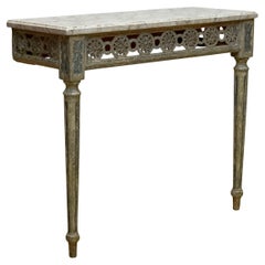 Antique Louis XVI Swedish Painted Console From Early 18th Century Marble Painted