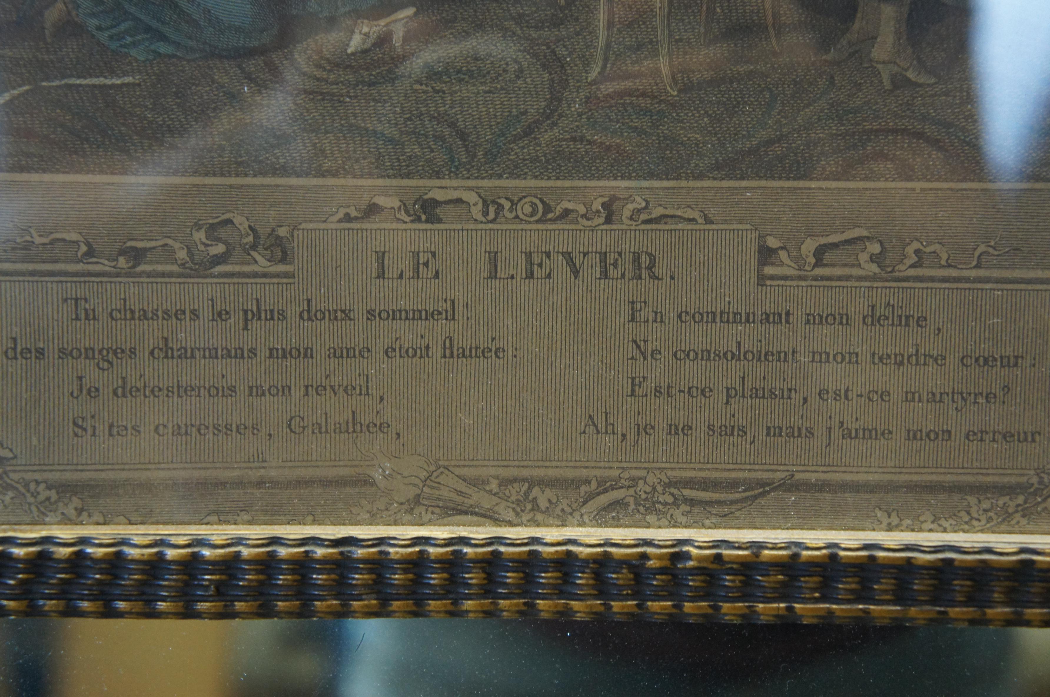 Antique Louis XVI Trumeau Pier Mirror & Engraving Le Lever Romanet Freudenberg For Sale 4