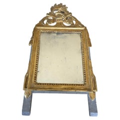 Antique Louis XVI Wall Mirror, Sculpted and Gilded Wood, Circa 1780