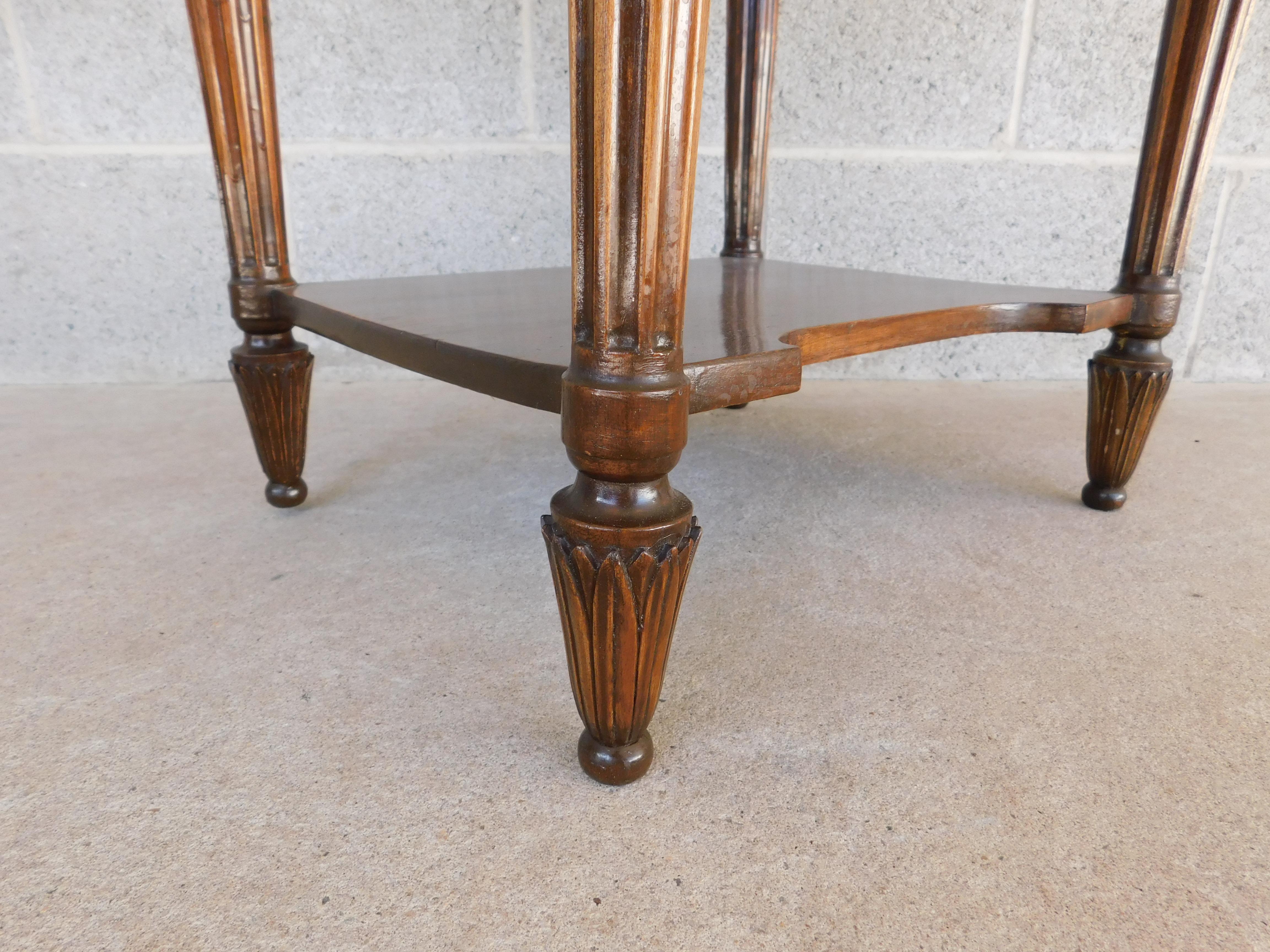 Antique Louis XVI Walnut Marble Top Side Table For Sale 6