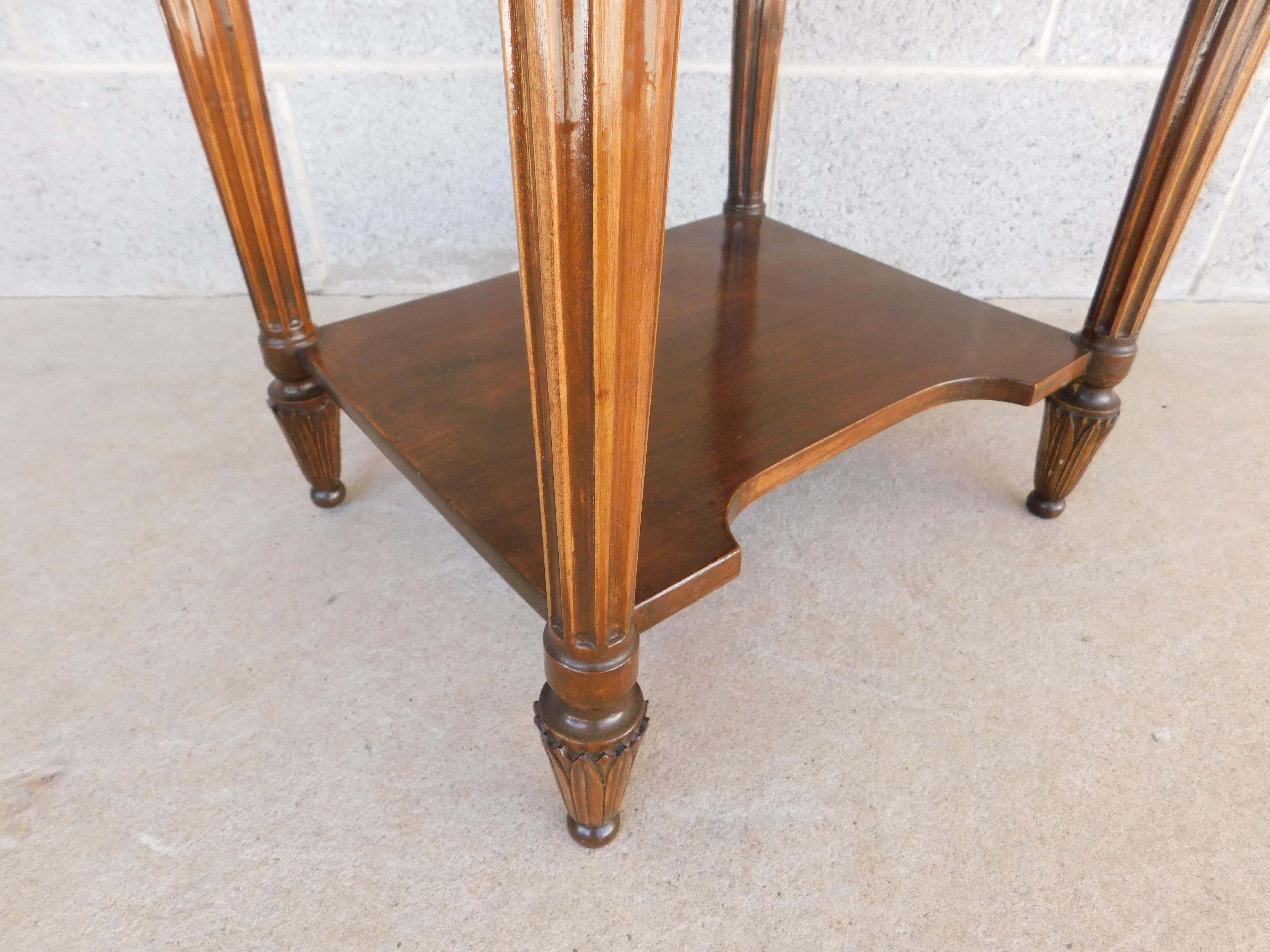 Antique Louis XVI Walnut Marble Top Side Table 7