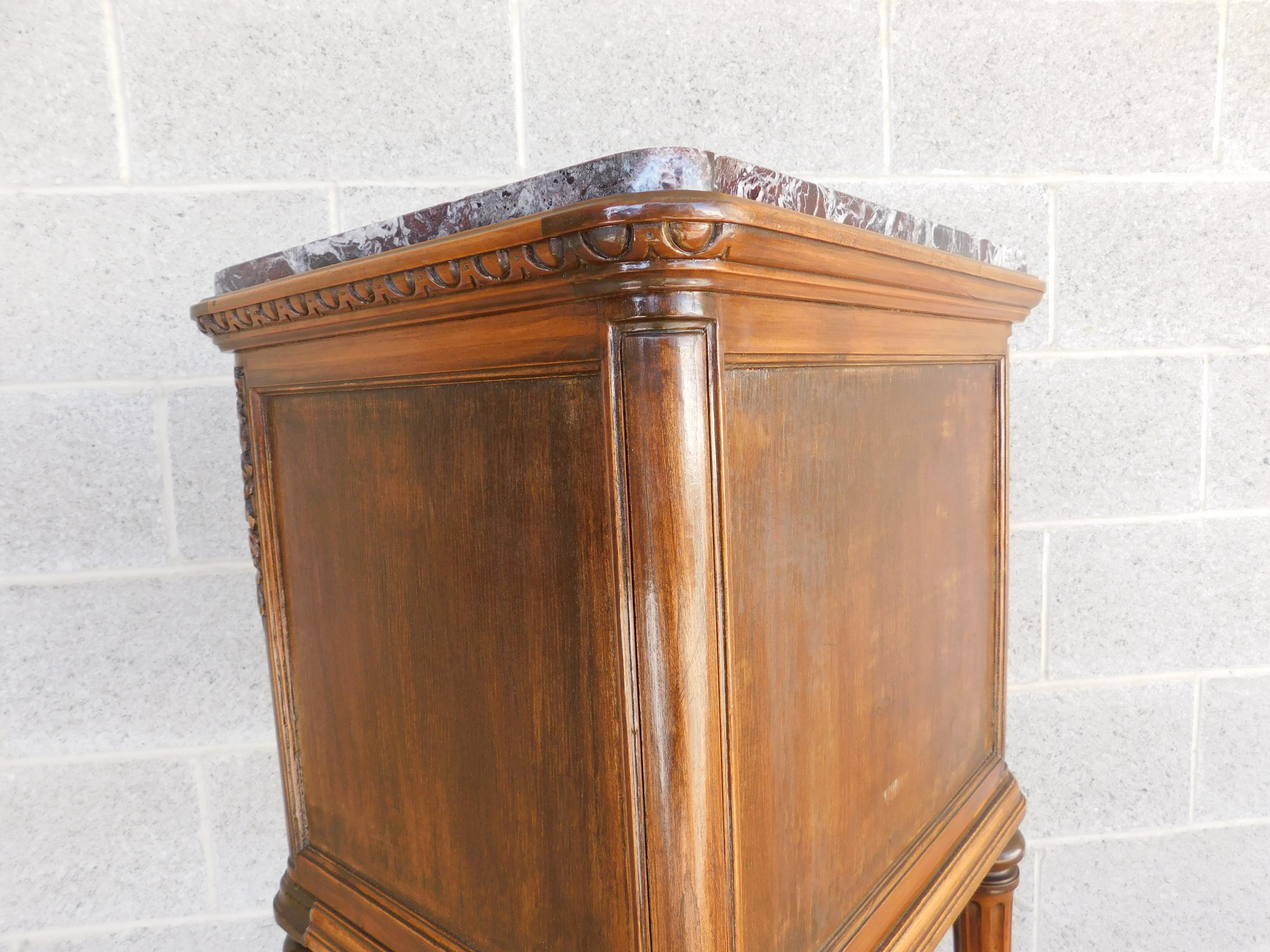 Antique Louis XVI Walnut Marble Top Side Table 13