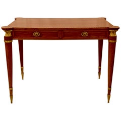 Antique Louis XVI Writing Desk Satinwood and Bronze Mounts Table