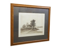 Antique Louise Howland King Signed Birthplace of George Washington Etching 30"