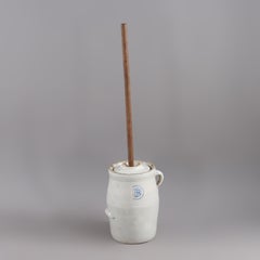 Antique Louisville Pottery Co. Indian Head Blue Cherokee Stoneware Butter Churn