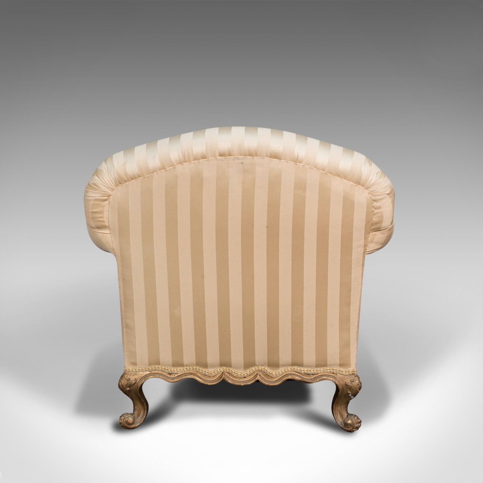 Antique Lounge Armchair, French, Textile, Beech, Tub Seat, Late Victorian, 1900 2