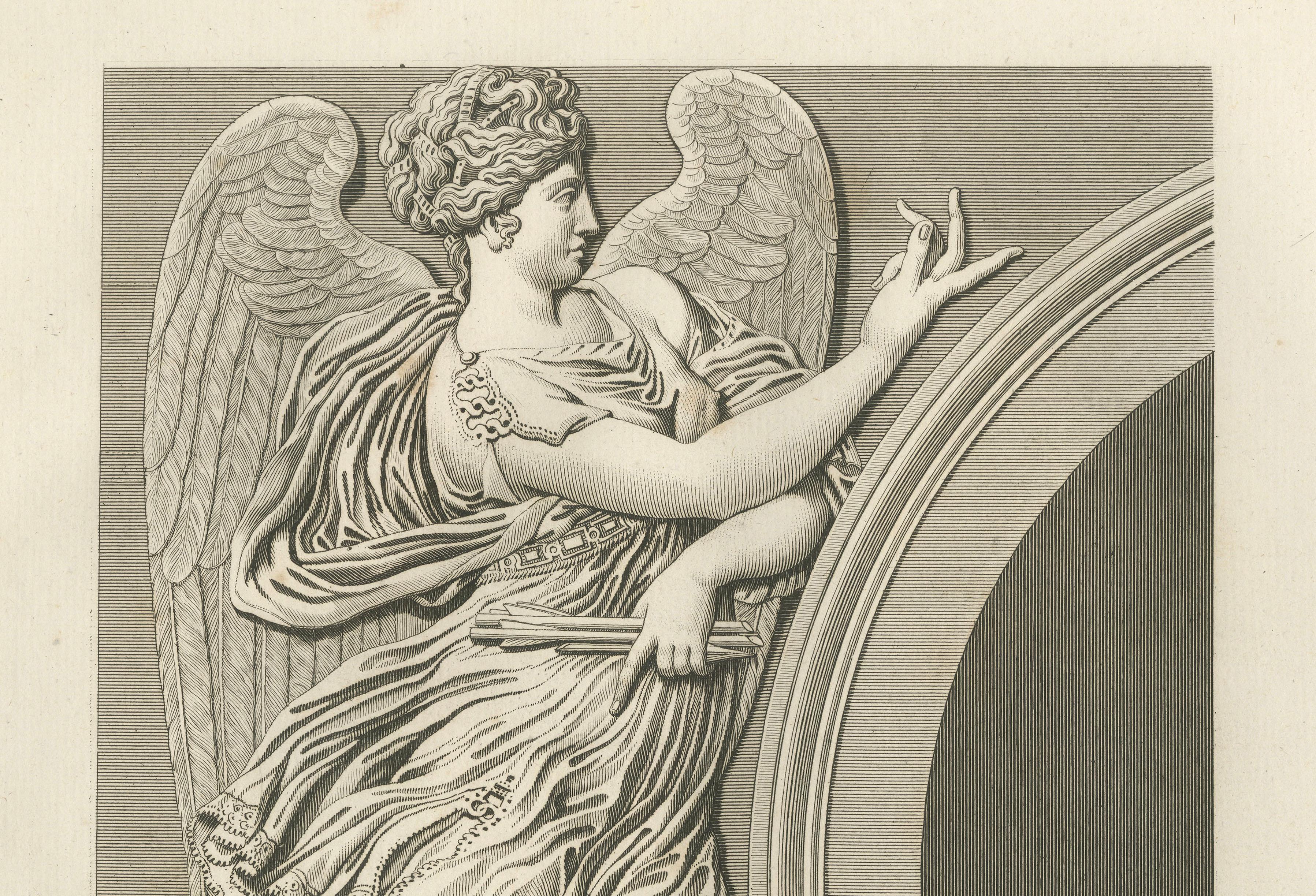 Antique Louvre Architectural Engravings Pair, French Neoclassical Reliefs, 1803