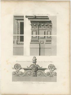 Antique Louvre Architectural Ornament Engraving, French Neoclassical, 1803