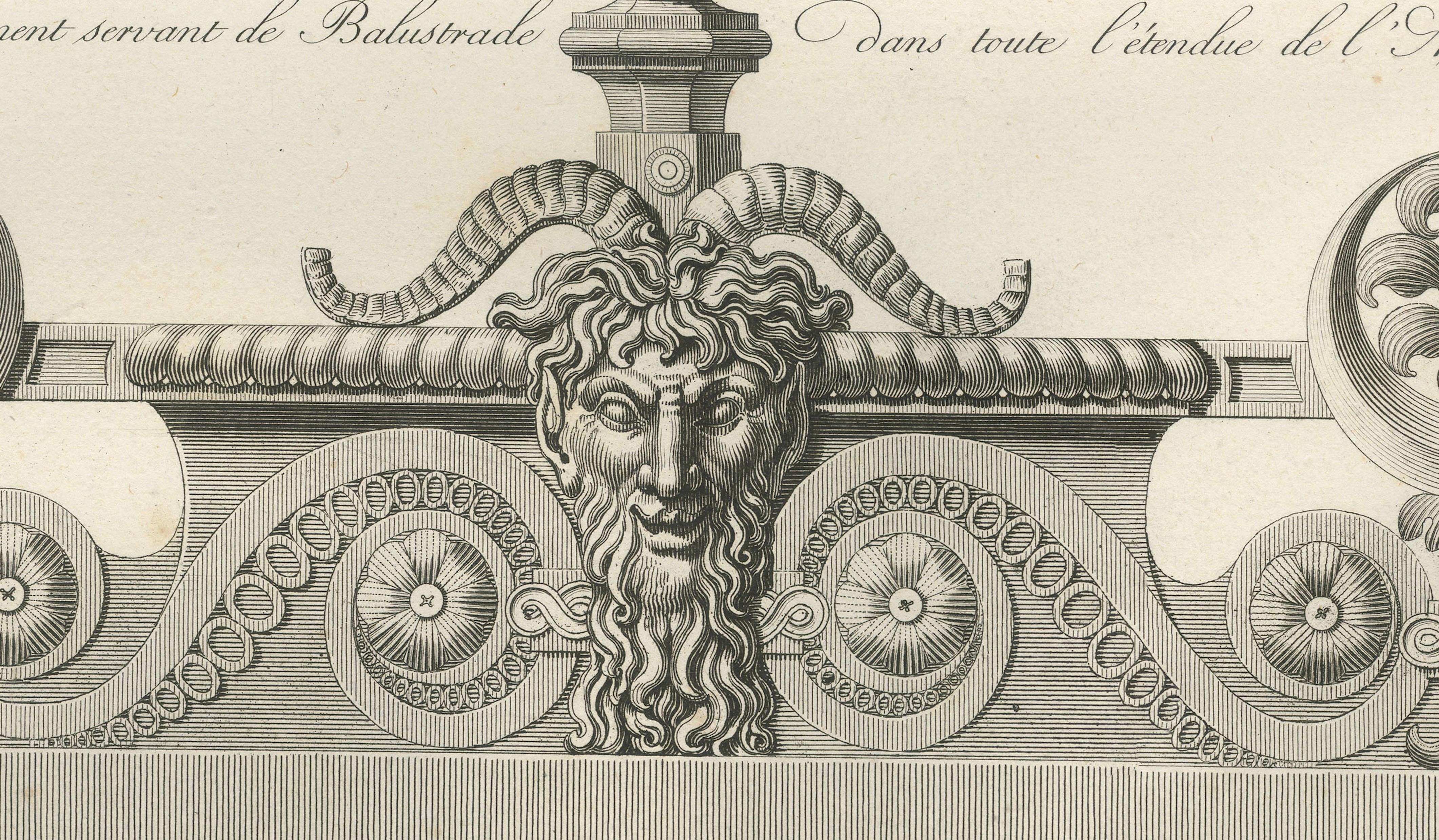 Antique Louvre Architectural Ornament Engraving, French Neoclassical, 1803