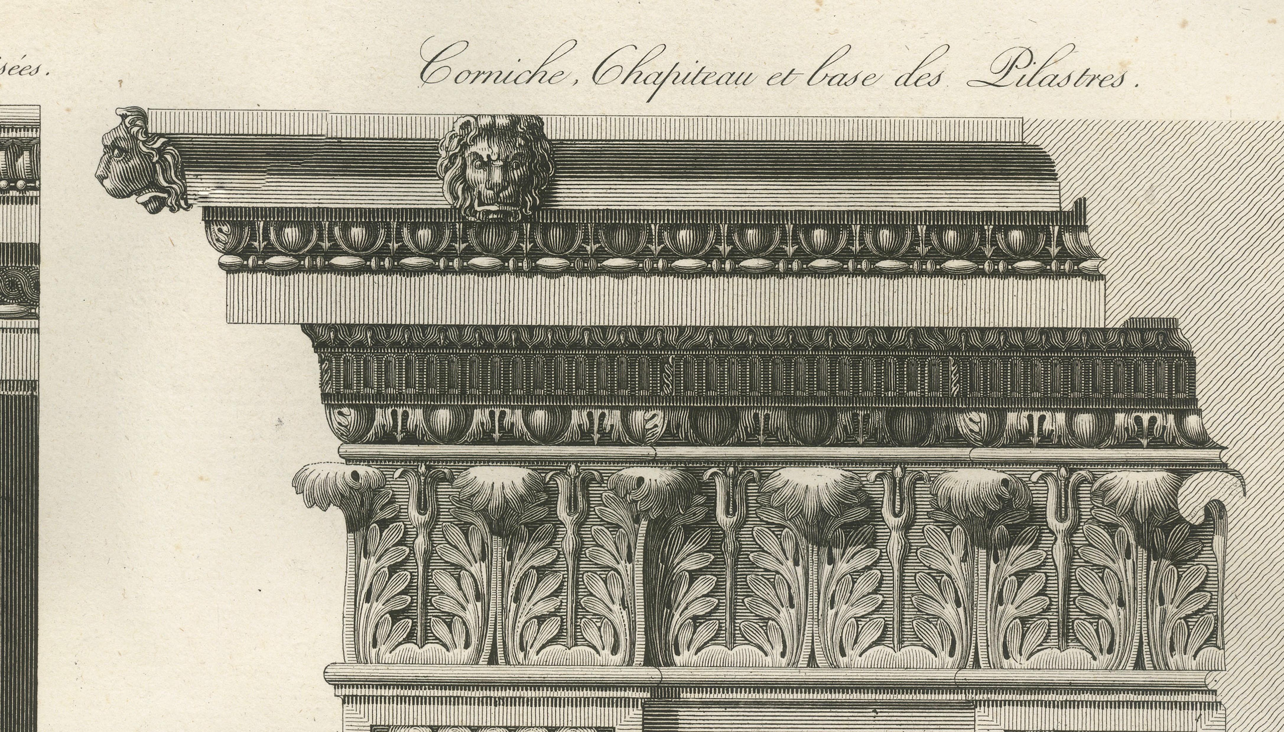 Antique Louvre Architectural Ornament Engraving, French Neoclassical, 1803