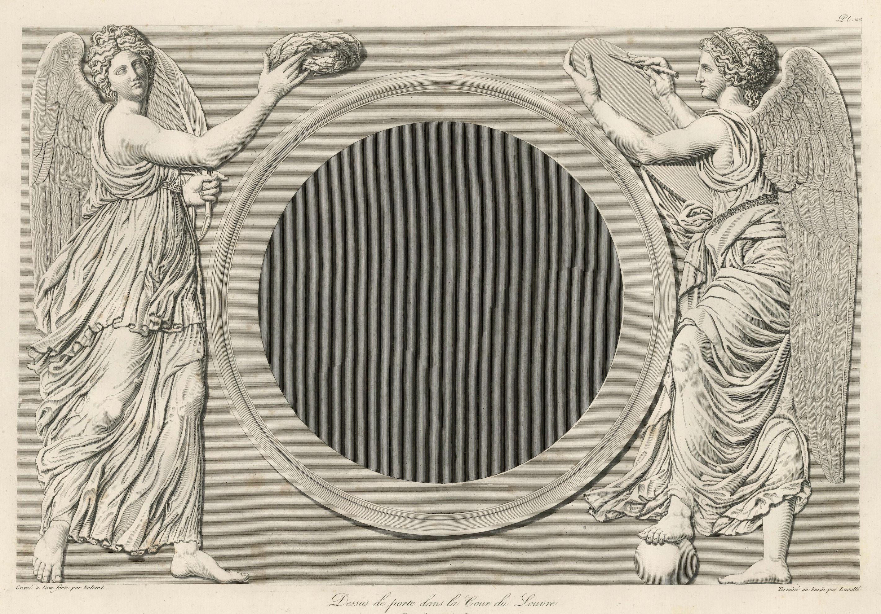 Antique Louvre Architectural Relief Engravings – French Neoclassical Plates 1803