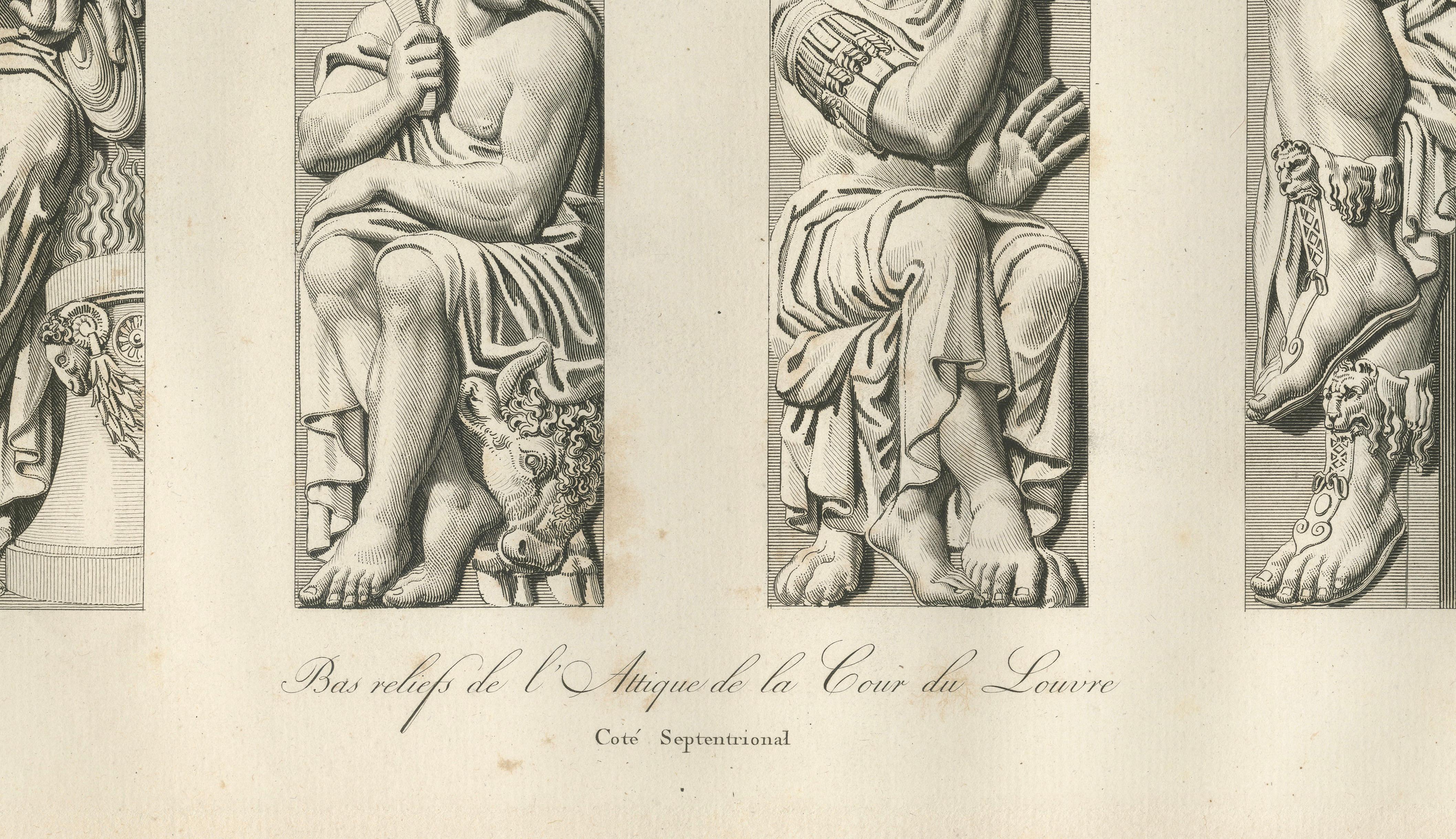 Antique Louvre Architectural Relief Engravings – French Neoclassical Plates 1803