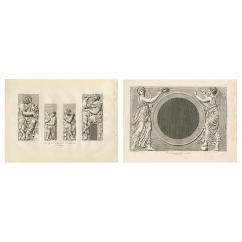 Antique Louvre Architectural Relief Engravings – French Neoclassical Plates 1803
