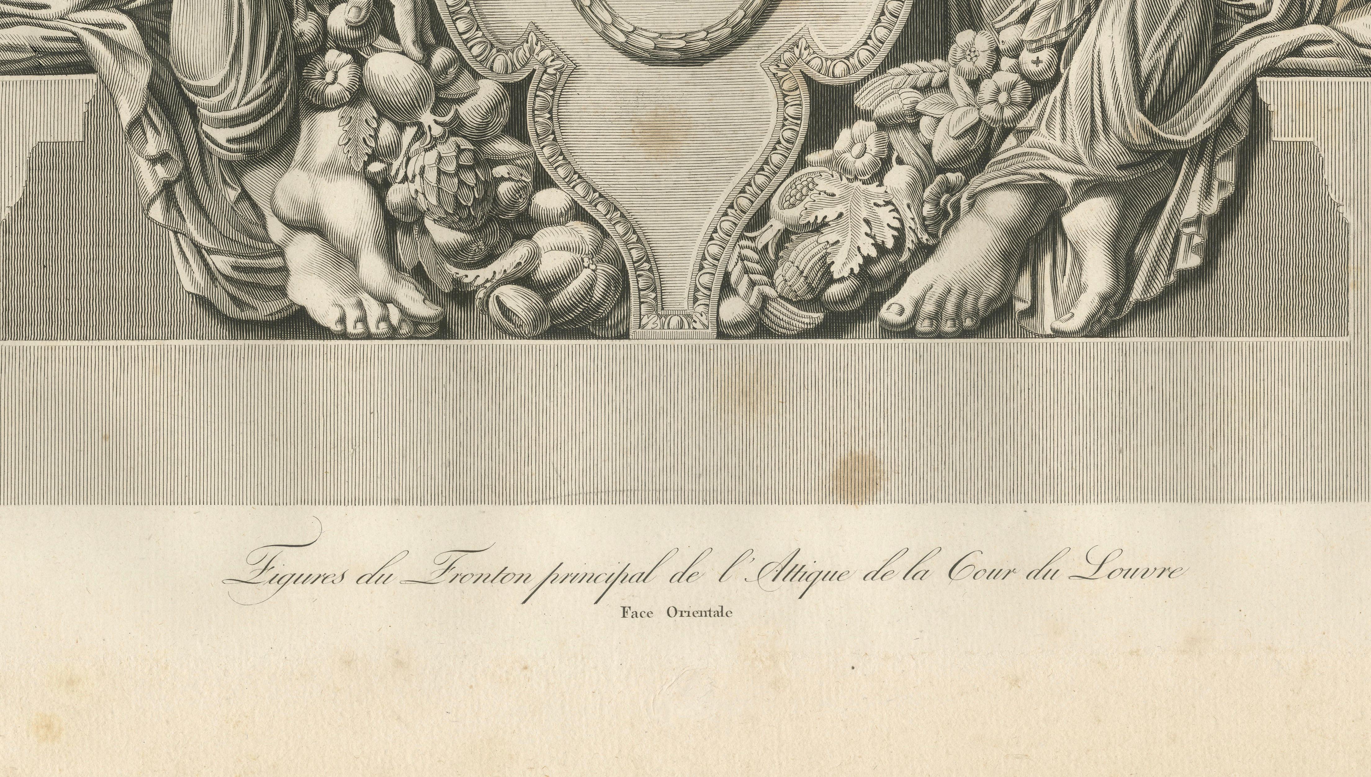 Antique Louvre Architectural Relief Engravings Pair, Neoclassical Ornament, 1803