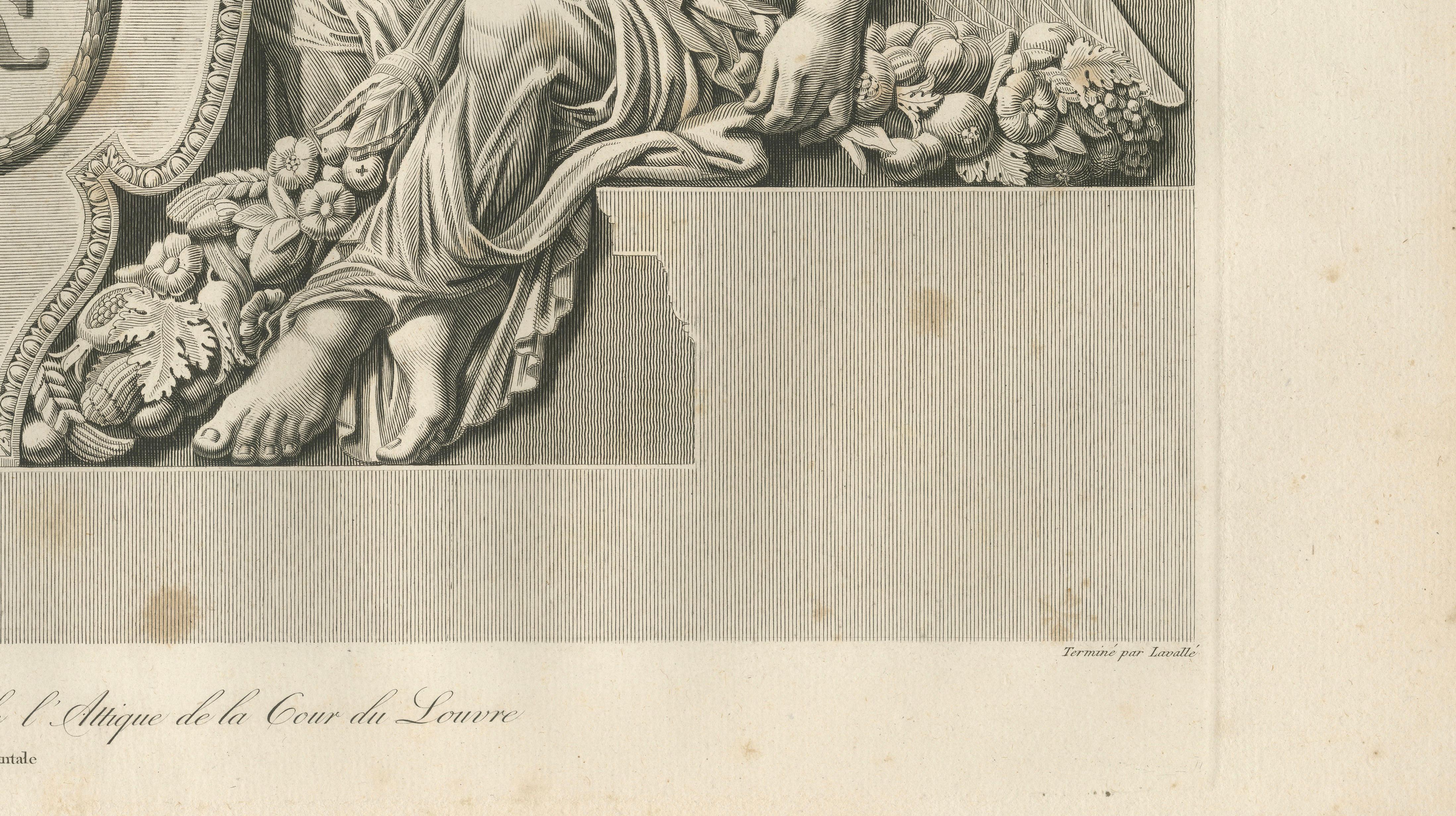 Antique Louvre Architectural Relief Engravings Pair, Neoclassical Ornament, 1803