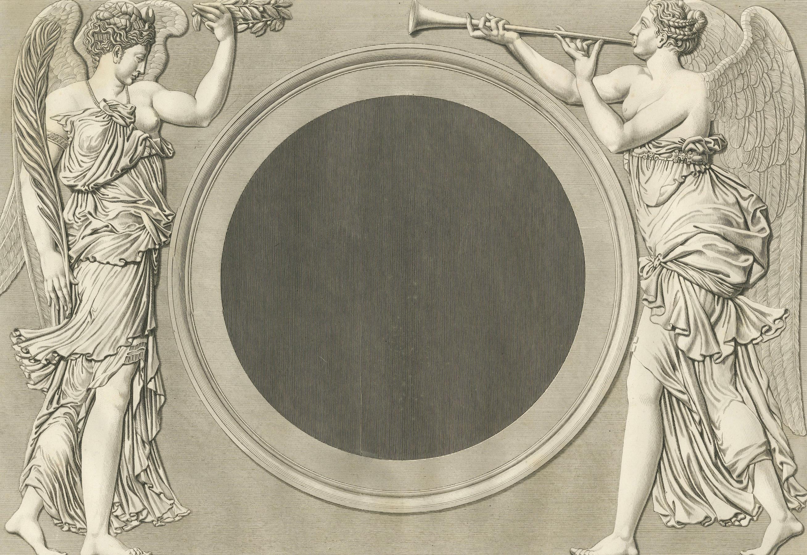 Antique Louvre Bas-Relief Engravings Pair, French Neoclassical, 1803