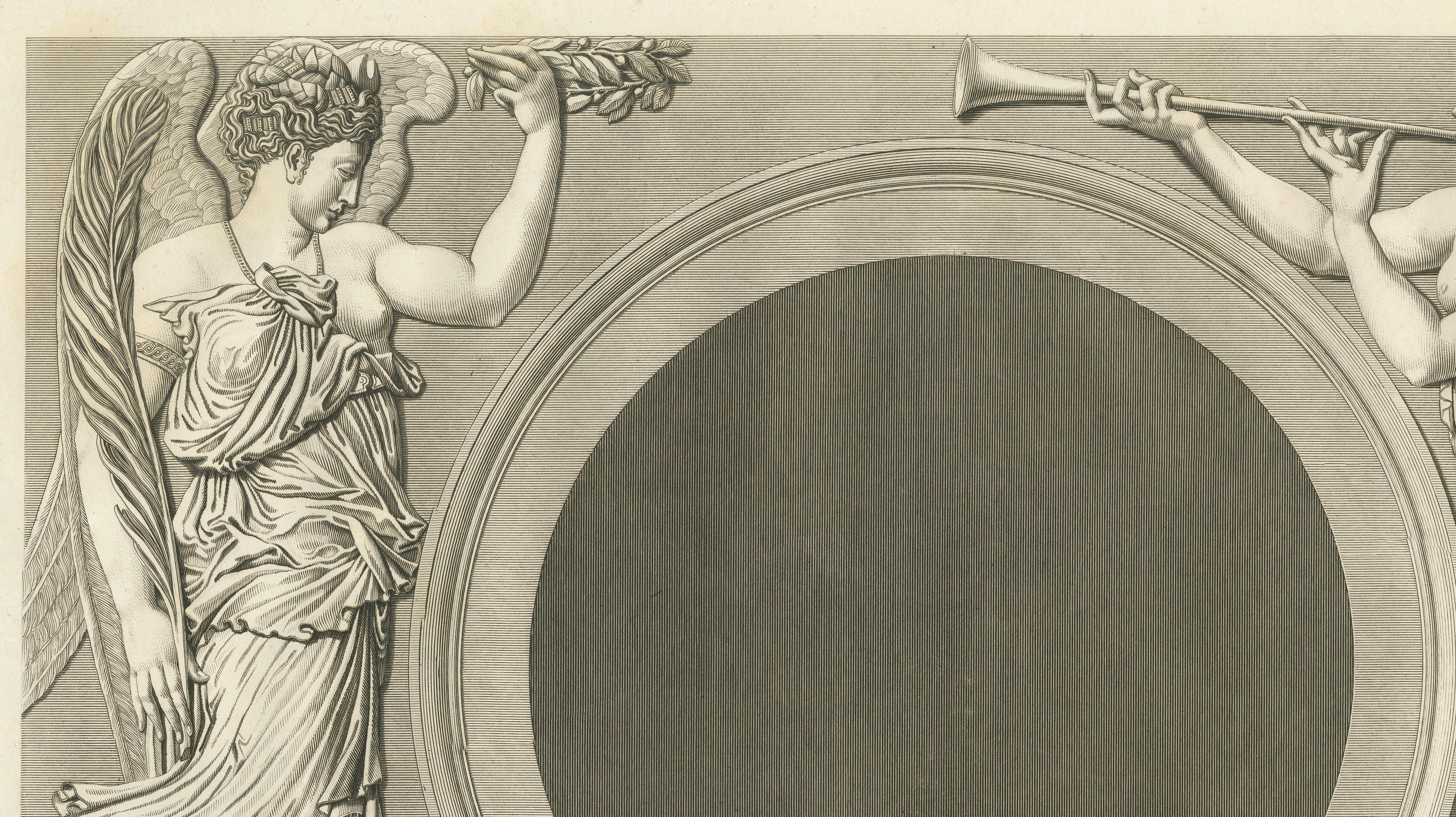 Antique Louvre Bas-Relief Engravings Pair, French Neoclassical, 1803