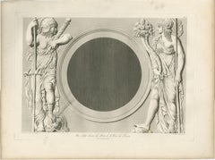 Antique Louvre Bas-Relief Print, Cour Carrée Allegorical Figures – Baltard 1803