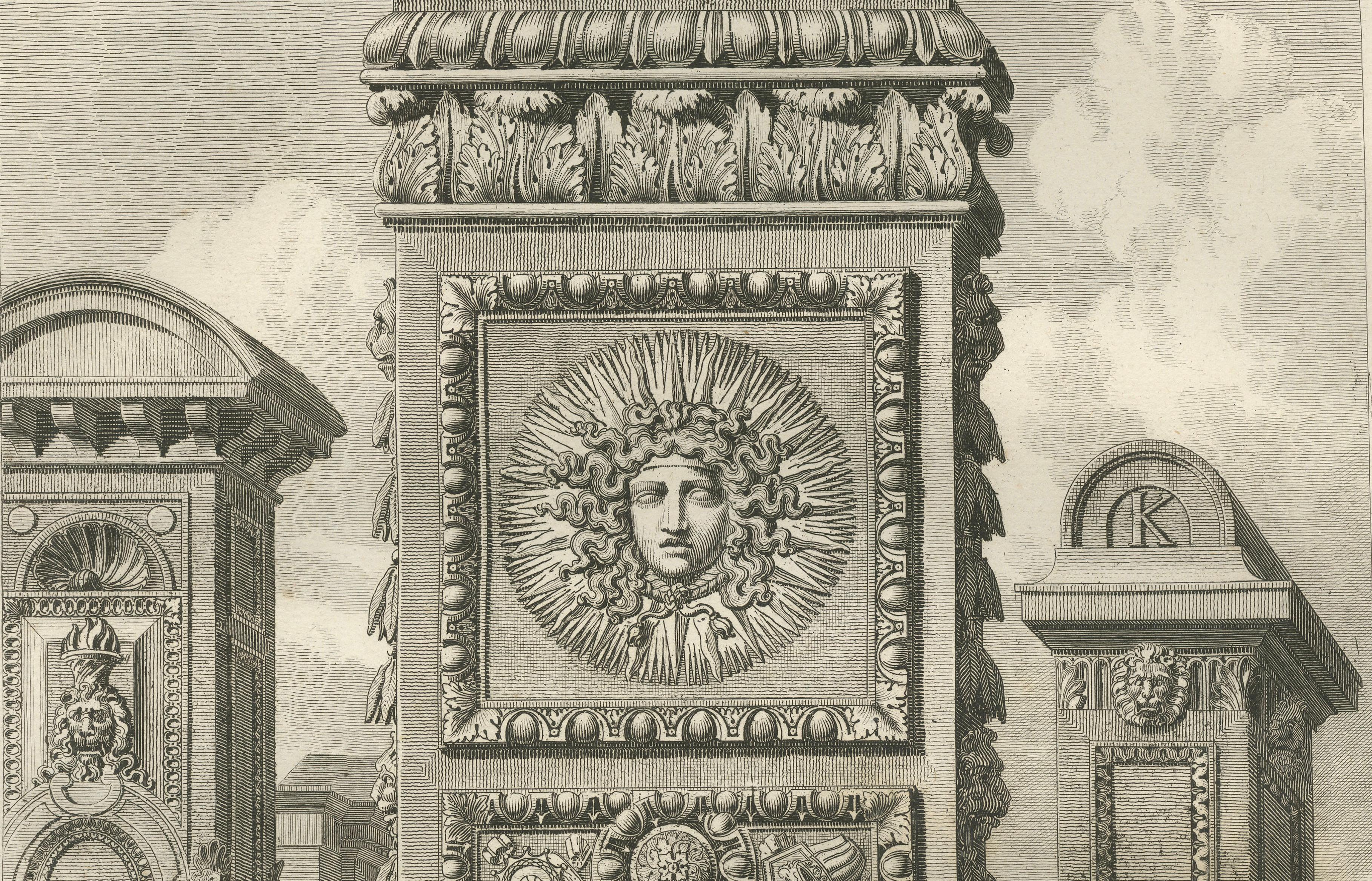 Antique Louvre Chimney Ornament Print, Cheminées du Louvre – Baltard 1803