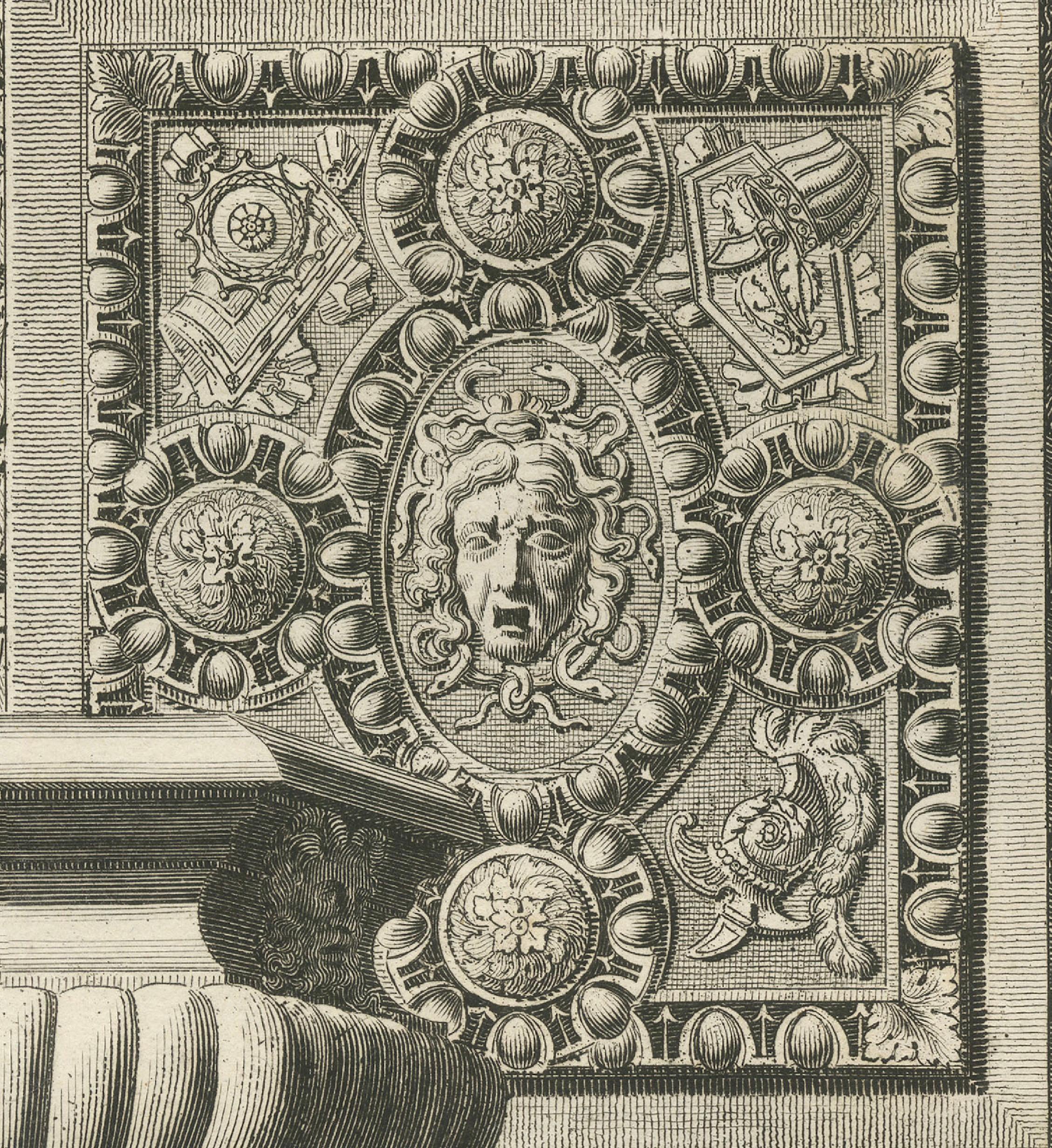 Antique Louvre Chimney Ornament Print, Cheminées du Louvre – Baltard 1803