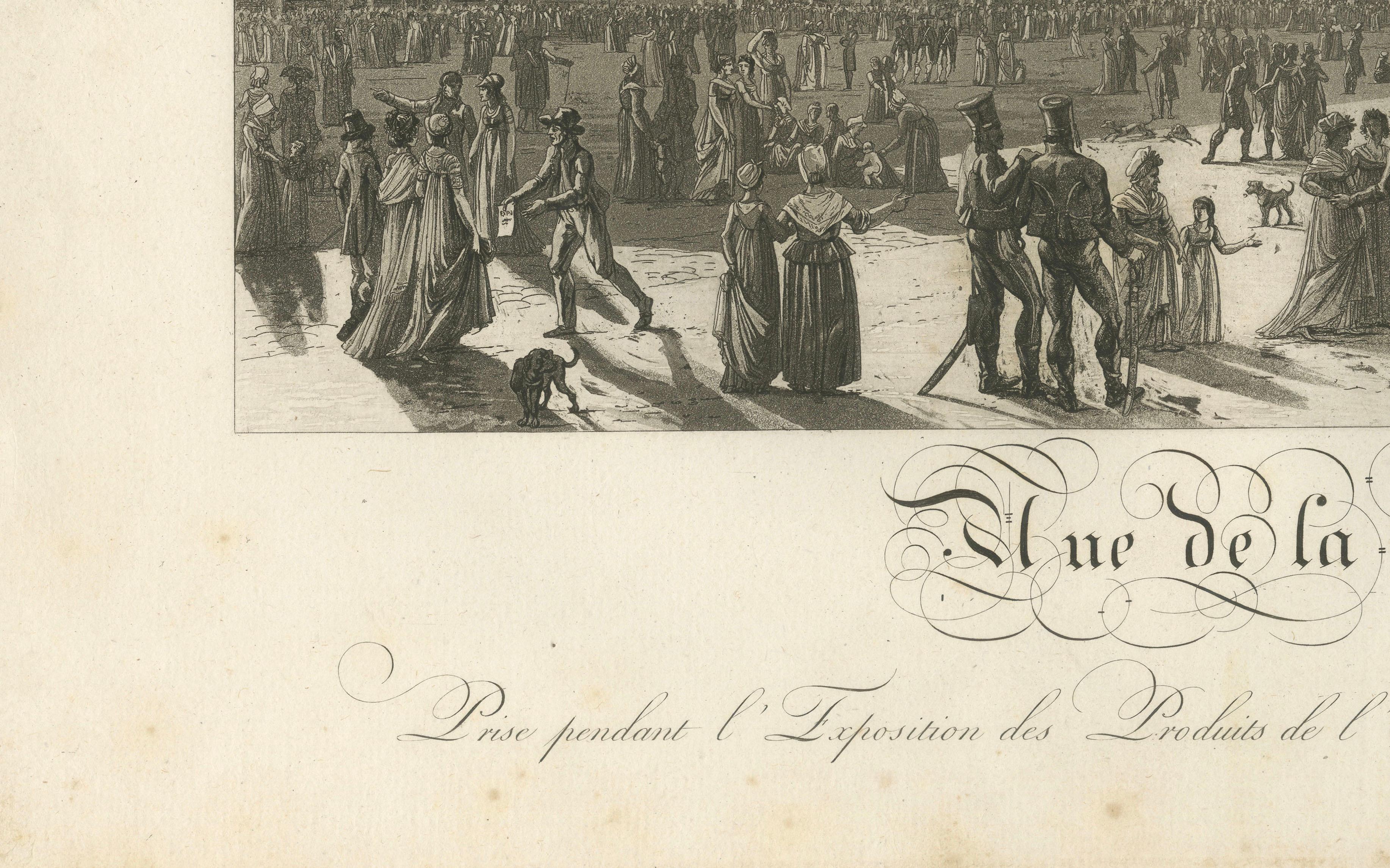 Antique Louvre Cour Carrée Exposition Print, Paris Industry Fair – 1803