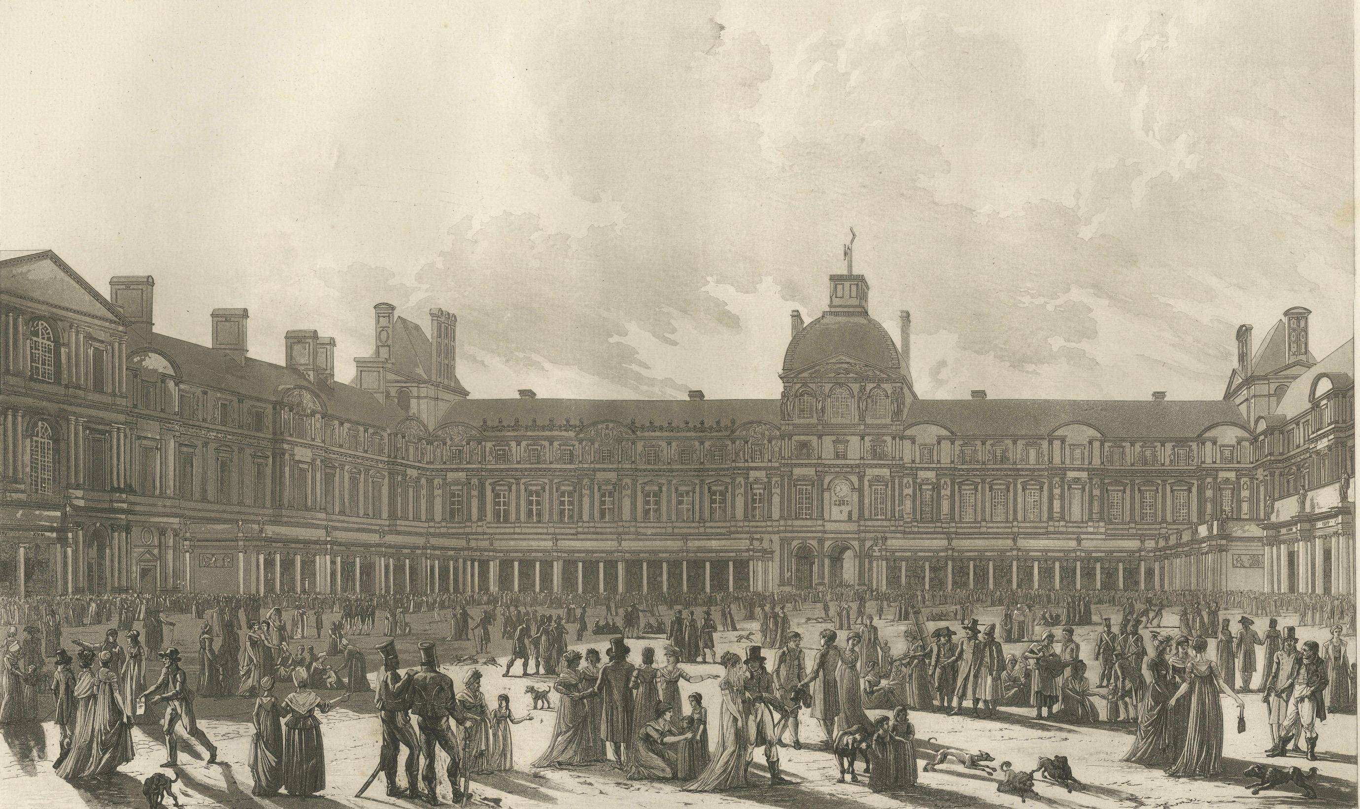 Antique Louvre Cour Carrée Exposition Print, Paris Industry Fair – 1803