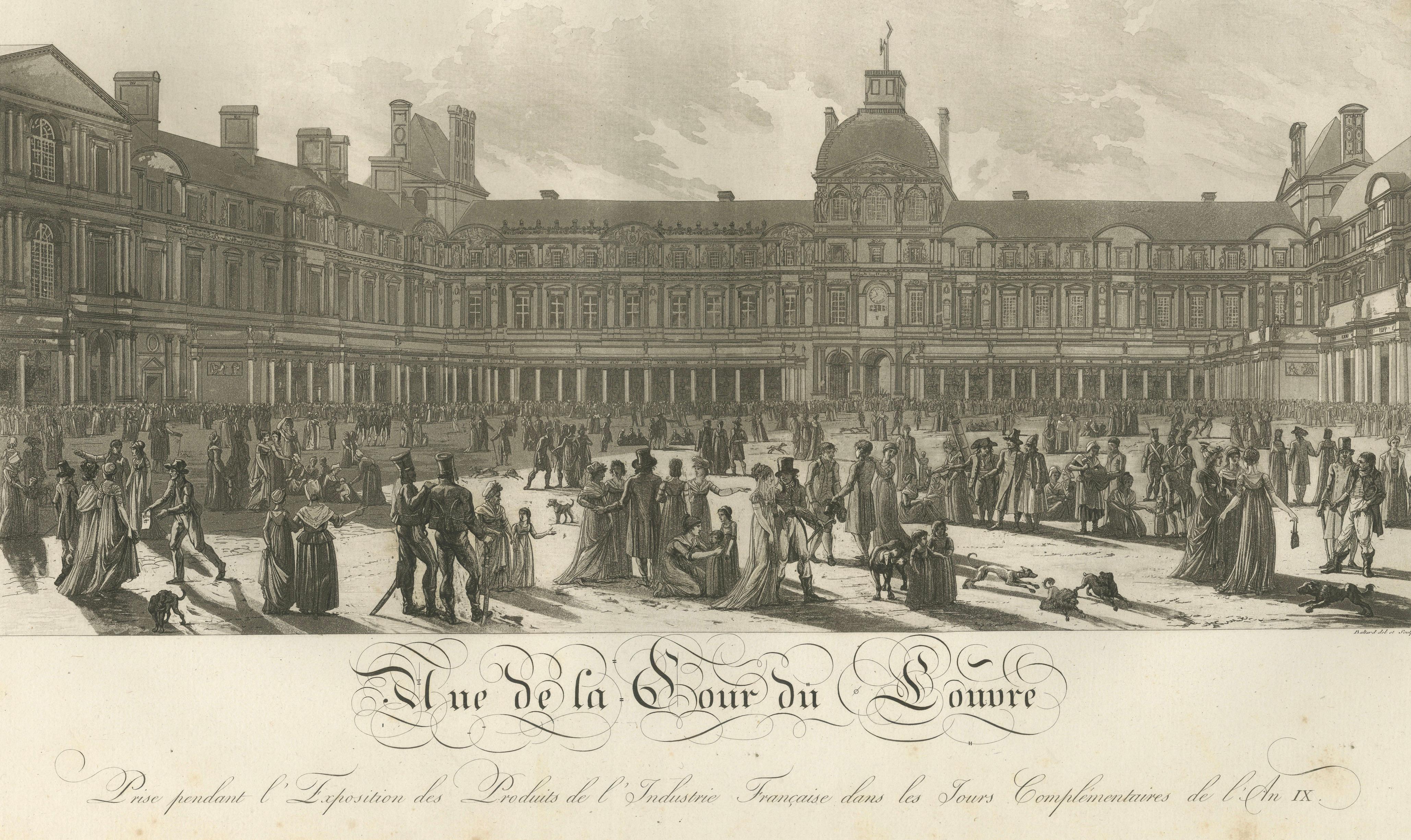 Antique Louvre Cour Carrée Exposition Print, Paris Industry Fair – 1803