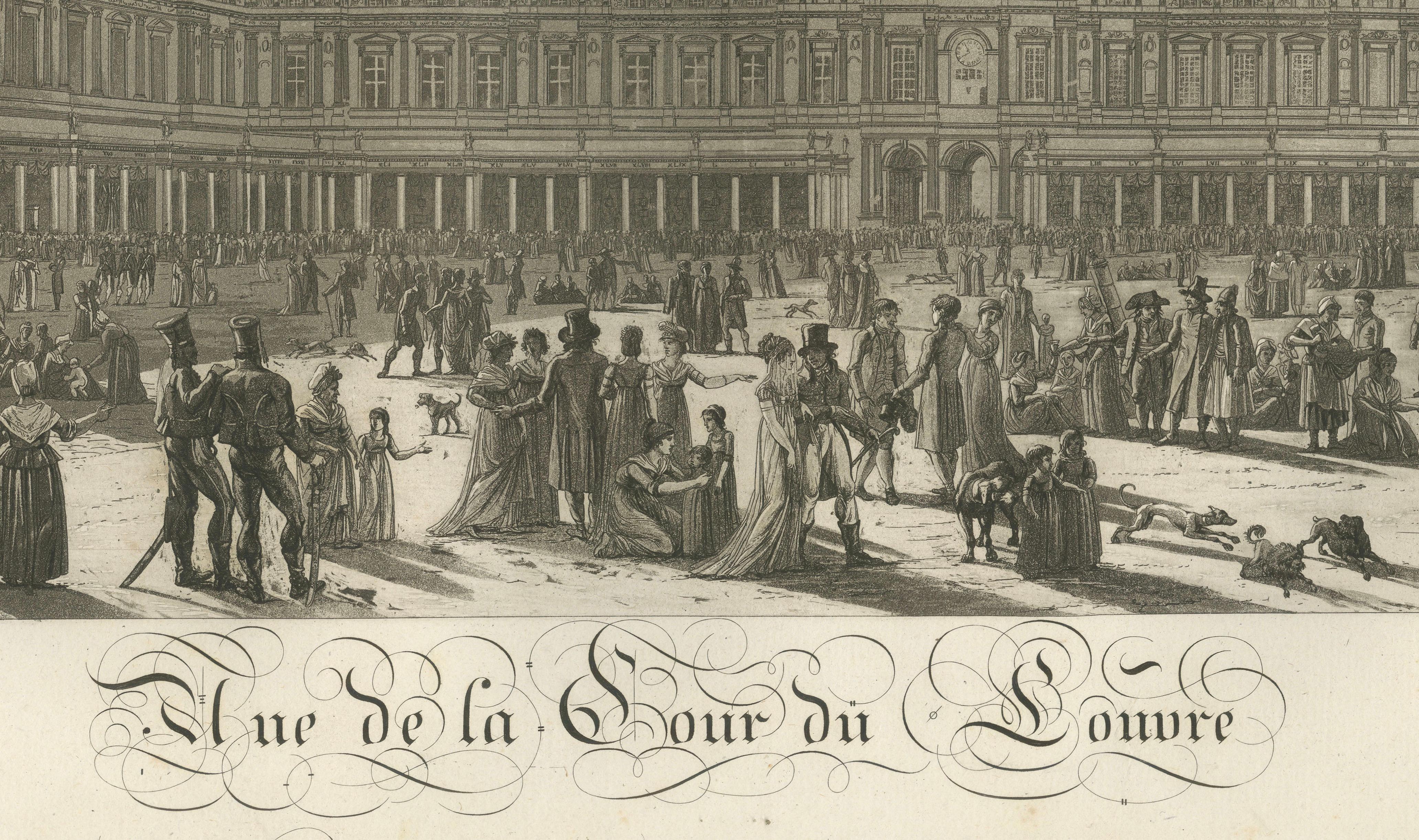 Antique Louvre Cour Carrée Exposition Print, Paris Industry Fair – 1803
