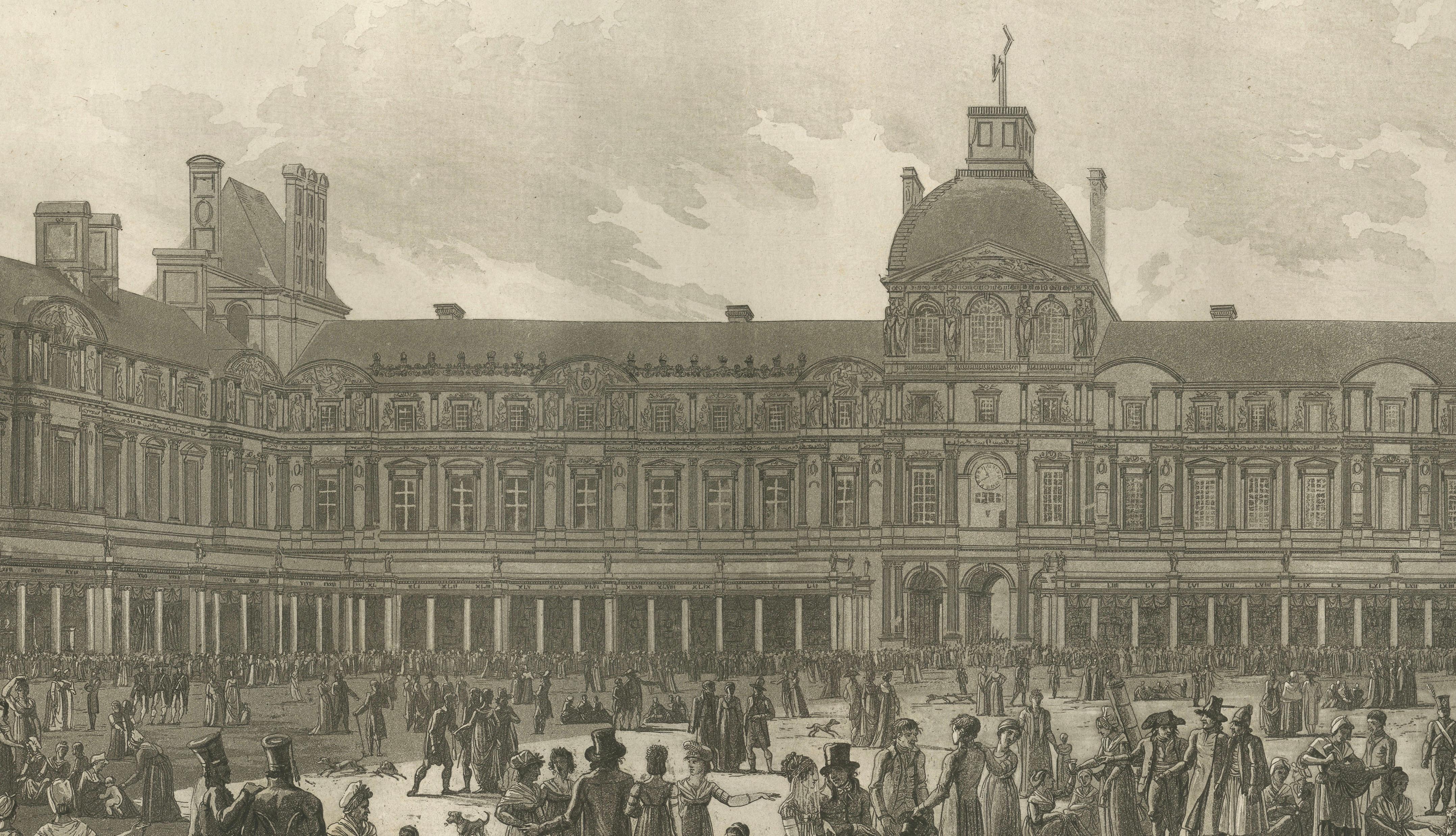 Antique Louvre Cour Carrée Exposition Print, Paris Industry Fair – 1803