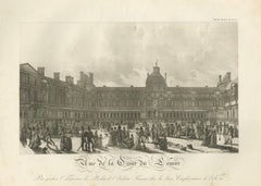Gravure ancienne du Louvre Cour Carrée Exposition, Paris Industry Fair - 1803