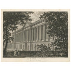 Antique Louvre Paris Colonnade Architectural Engraving, French Neoclassical 1803