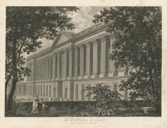 Antique Louvre Paris Colonnade Architectural Engraving, French Neoclassical 1803