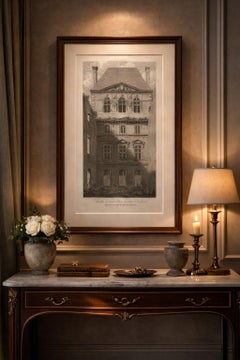 Antique Louvre Pavilion Architectural Engraving, Paris Neoclassical Print, 1803