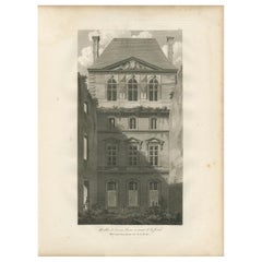 Antique Louvre Pavilion Architectural Engraving, Paris Neoclassical Print, 1803