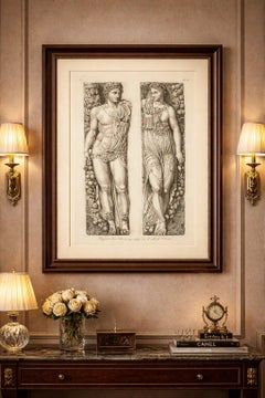 Antique Louvre Sculpture Reliefs Print, Institut Fireplace – Baltard 1803