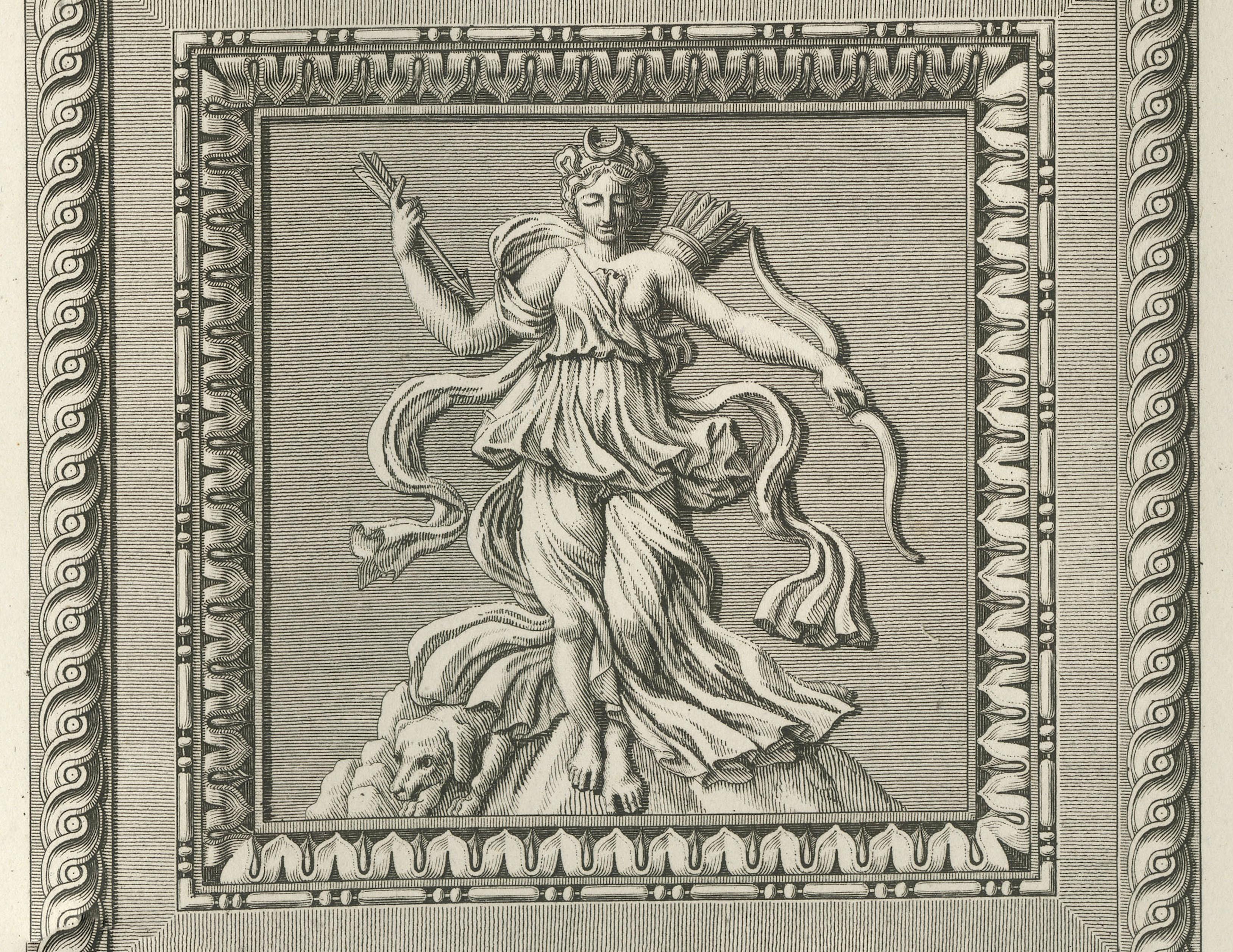 Antique Louvre Sculptures & Institut Ceiling Ornament Prints – Baltard 1803