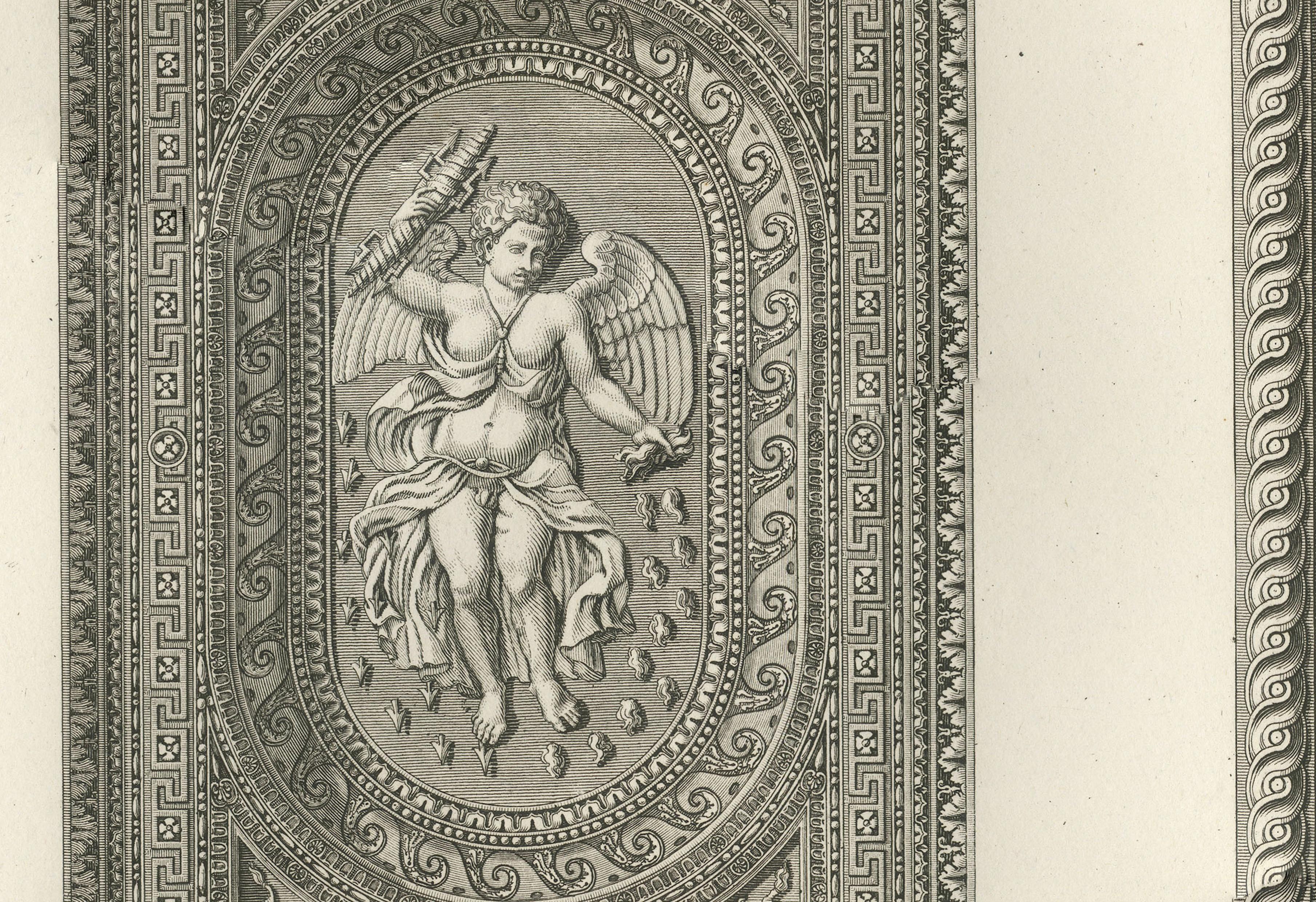 Antique Louvre Sculptures & Institut Ceiling Ornament Prints – Baltard 1803