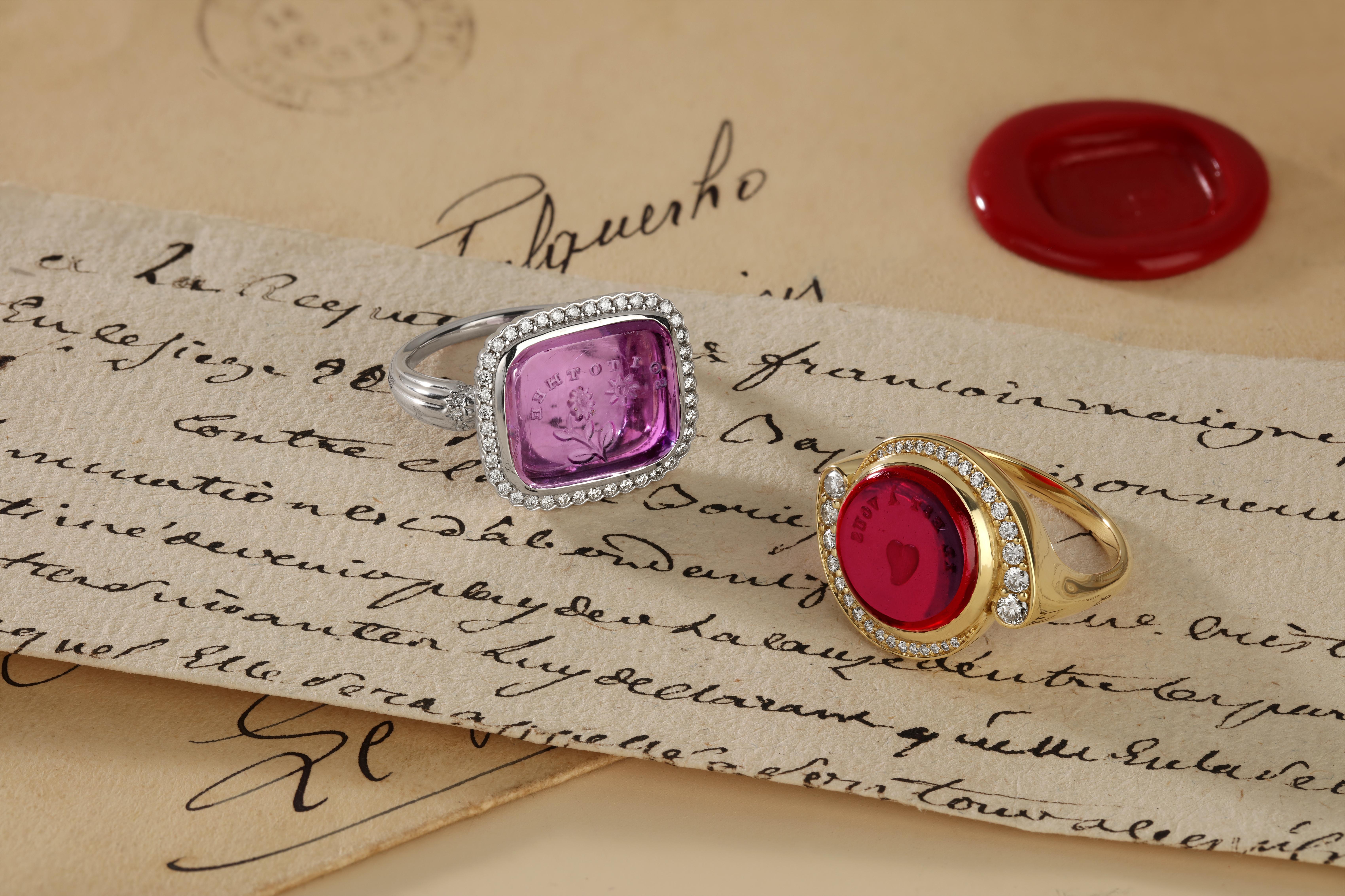 Antiguo Intaglio de Amor con Diamantes Contemporáneo en venta